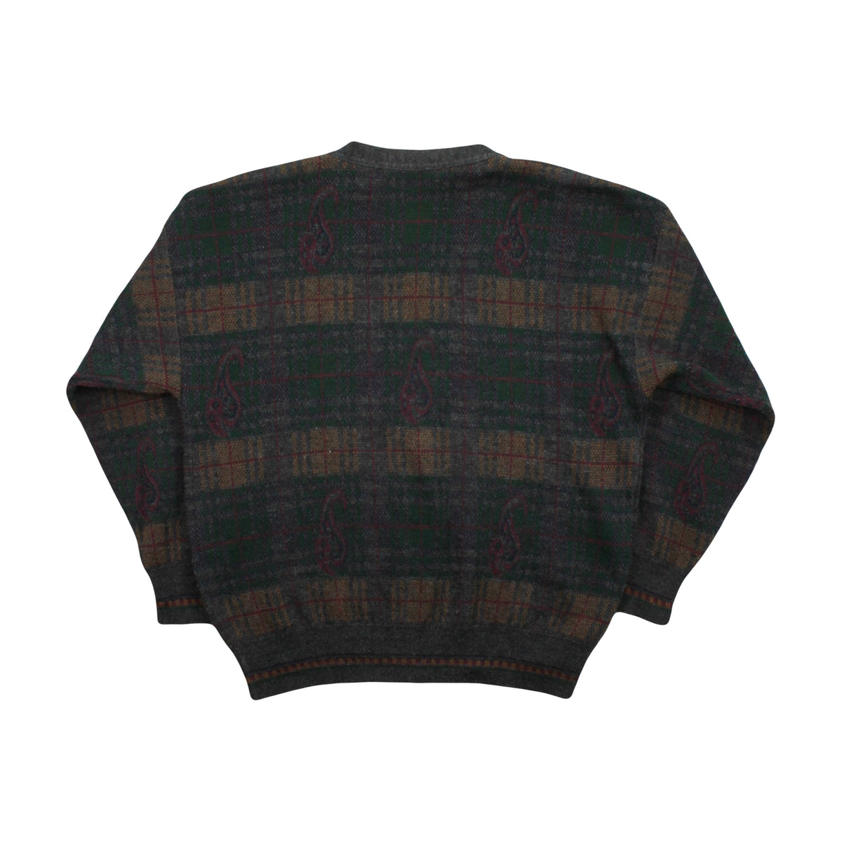 Vintage Savile Row Pattern Cardigan Sweater L