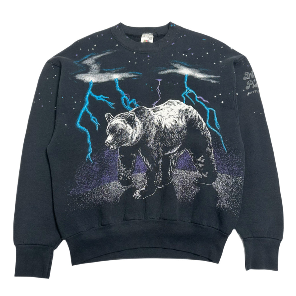 Vintage Lightning Bear AOP Crewneck L