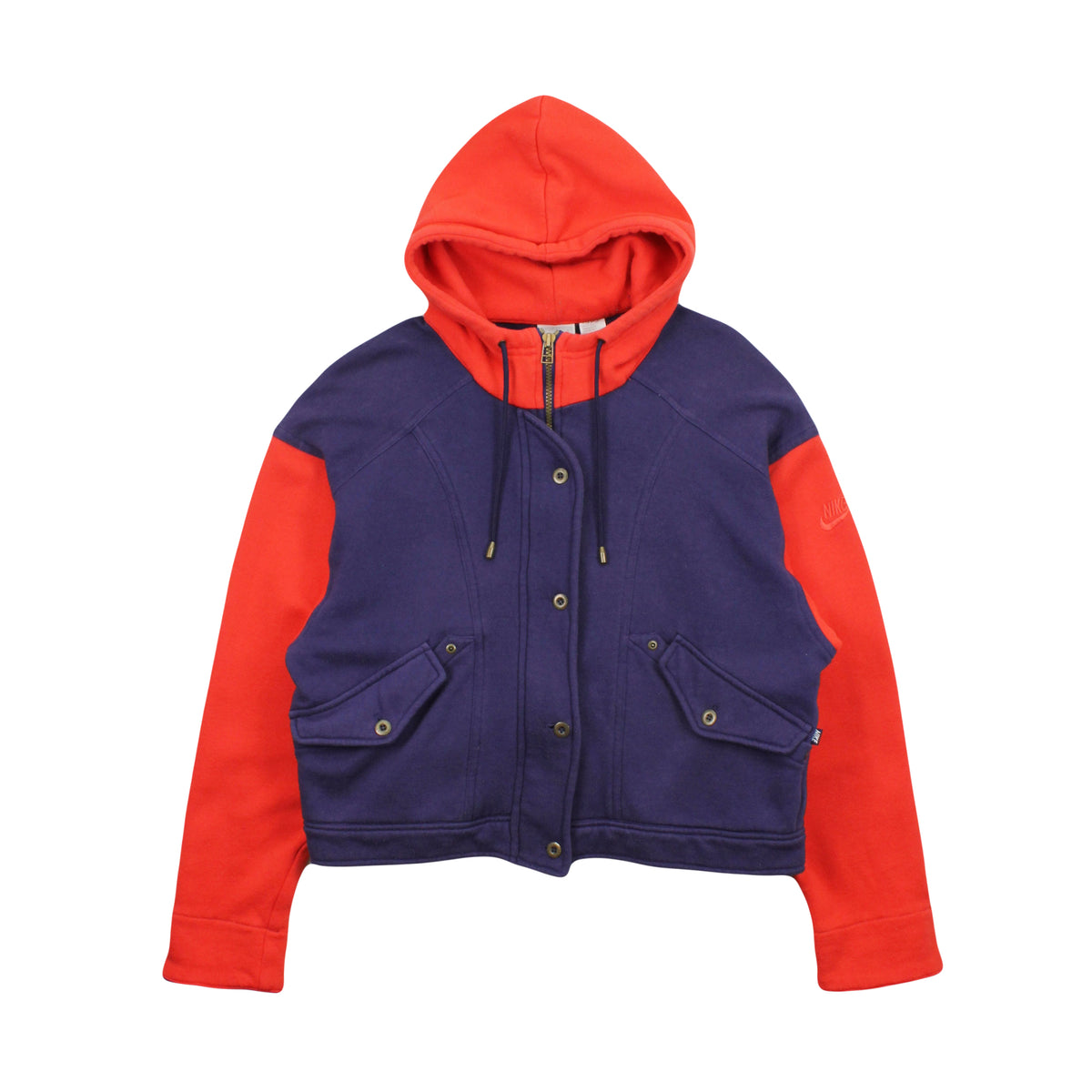 Vintage Nike Cotton Button Up Hoodie Youth M