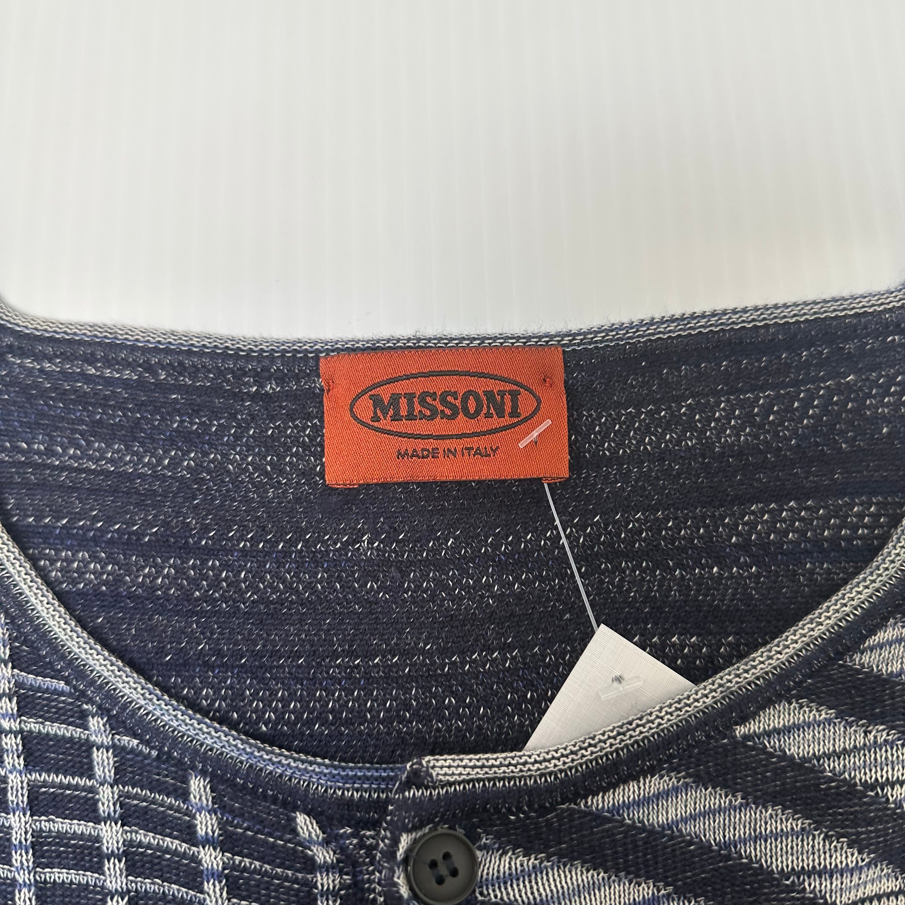 Vintage Missoni Italy Pattern Henley Sweater M