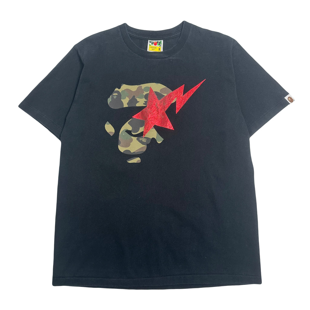 A Bathing Ape Camo Head Bapesta Tee M