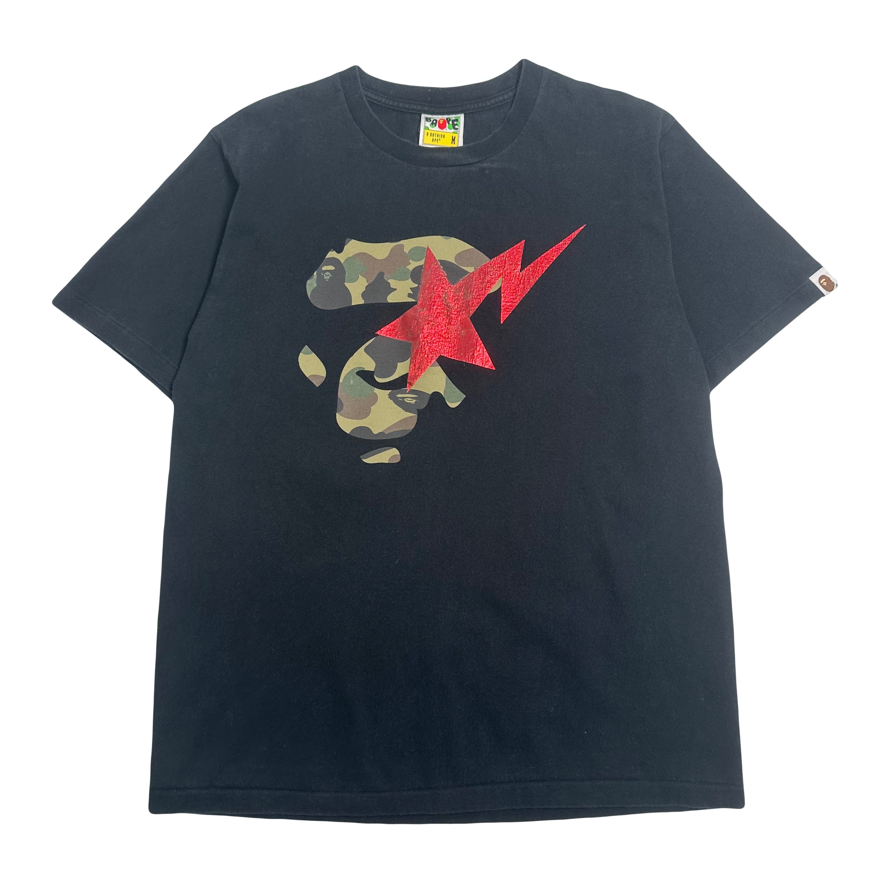 A Bathing Ape Camo Head Bapesta Tee M