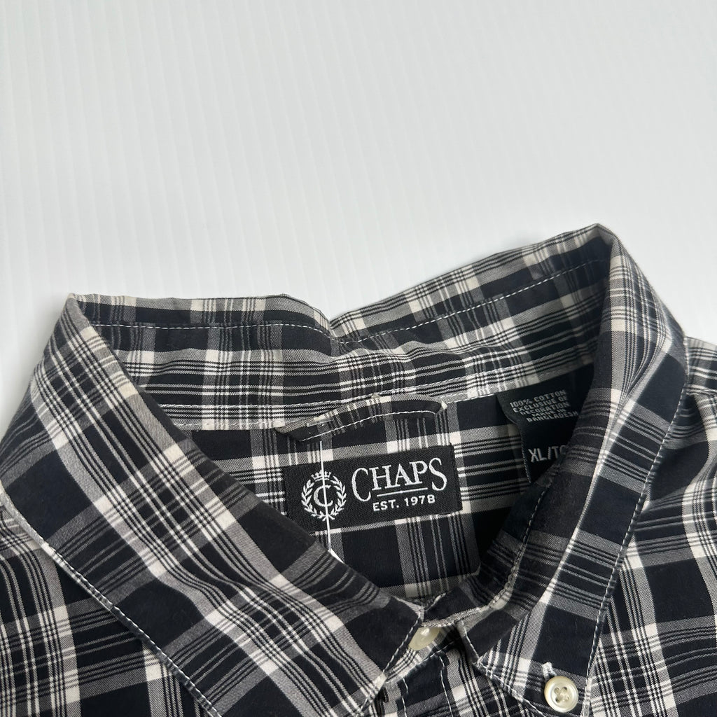 Chaps Plaid Short Sleeve Button Up Shirt XL
