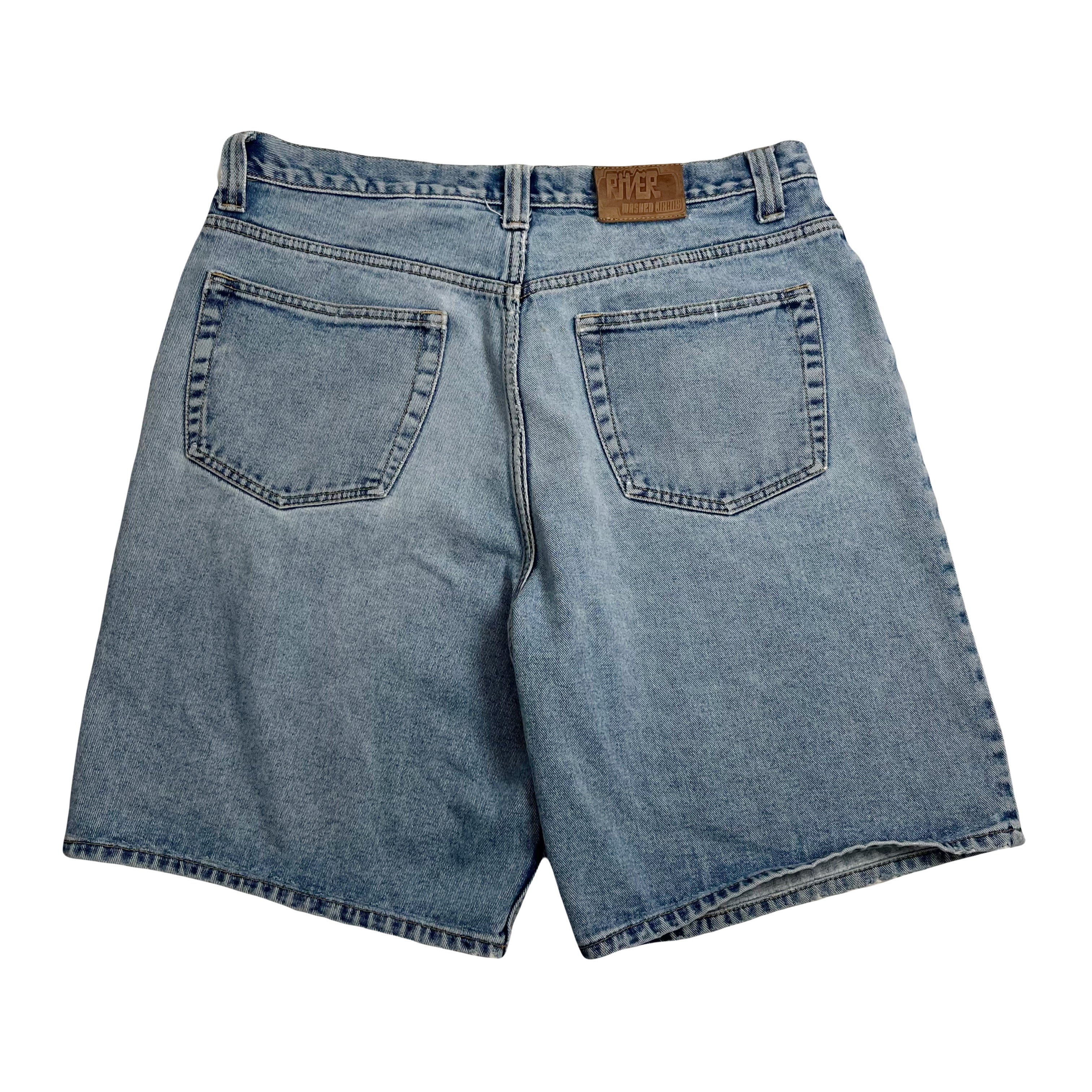 Vintage River Washed Jeans Light Wash Denim Shorts 36