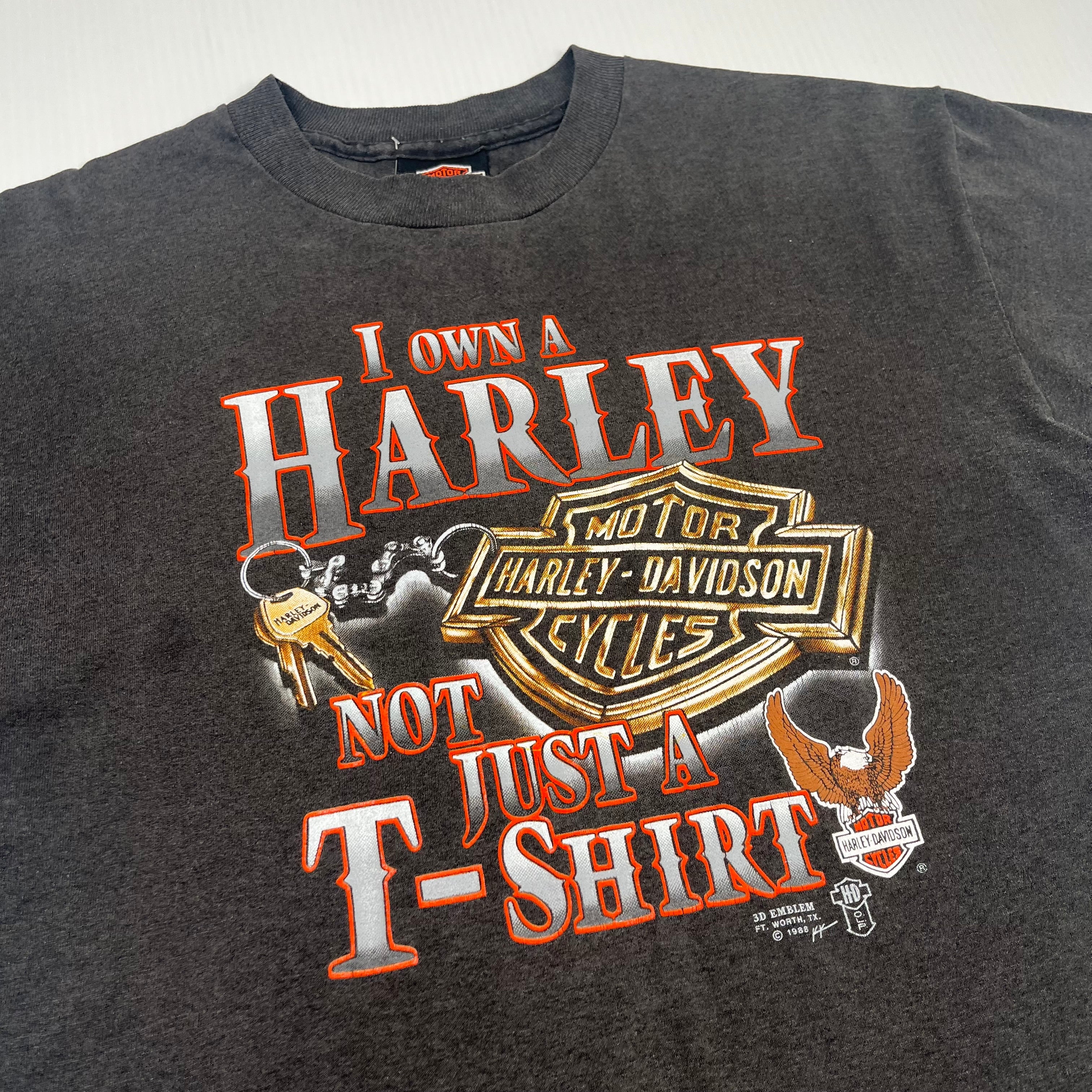 1988 3D Emblem Harley Davidson I Own A Harley Tee L