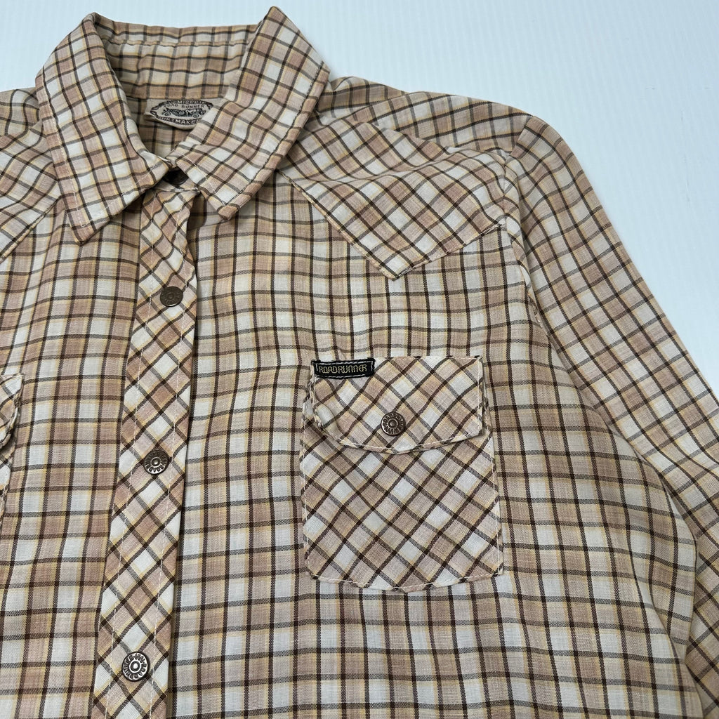 Vintage Road Runner Plaid Button Up Shirt M