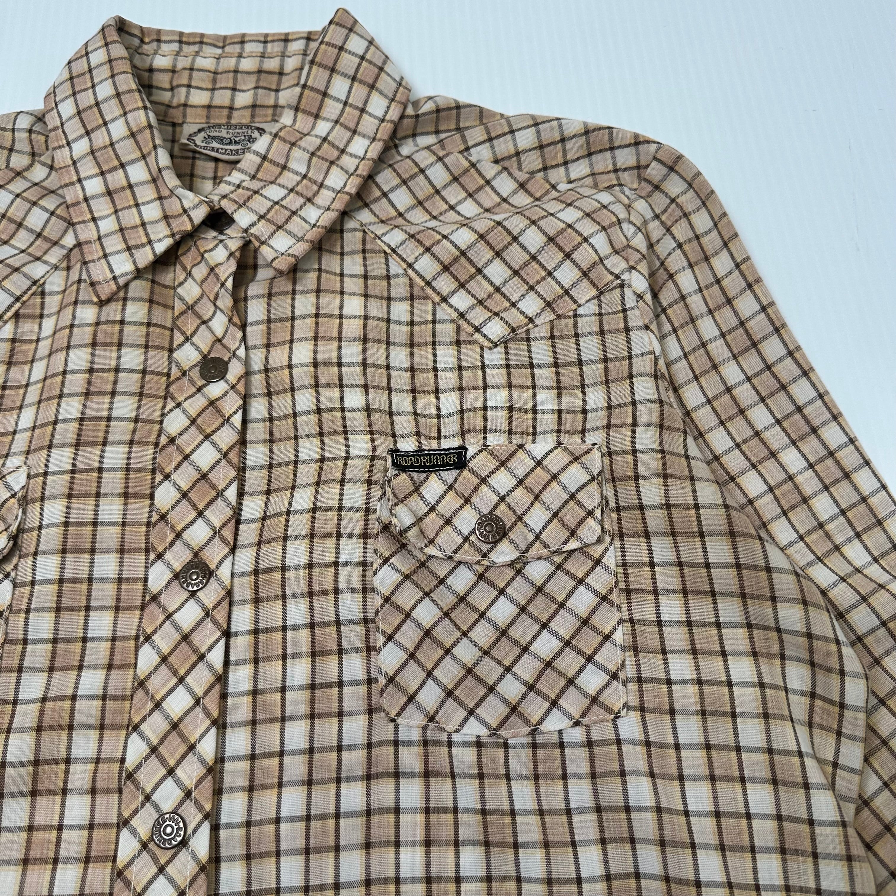 Vintage Road Runner Plaid Button Up Shirt M