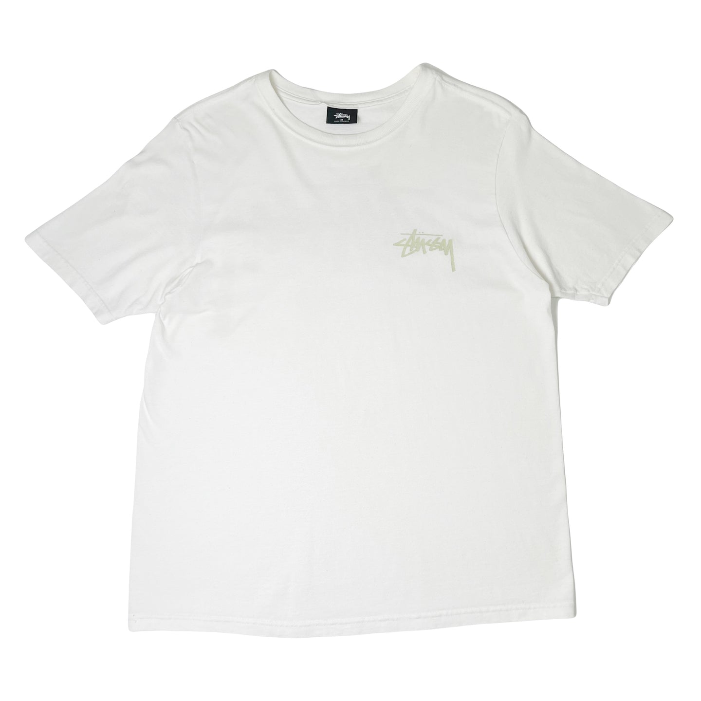 Stussy Logo Chartreuse Text Tee M