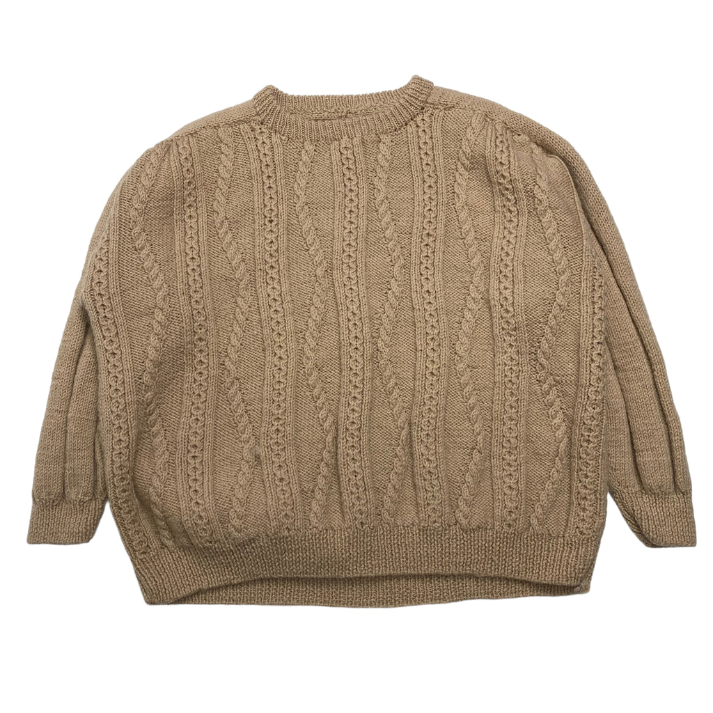 Beige Cable Knit Sweater Light Brown M