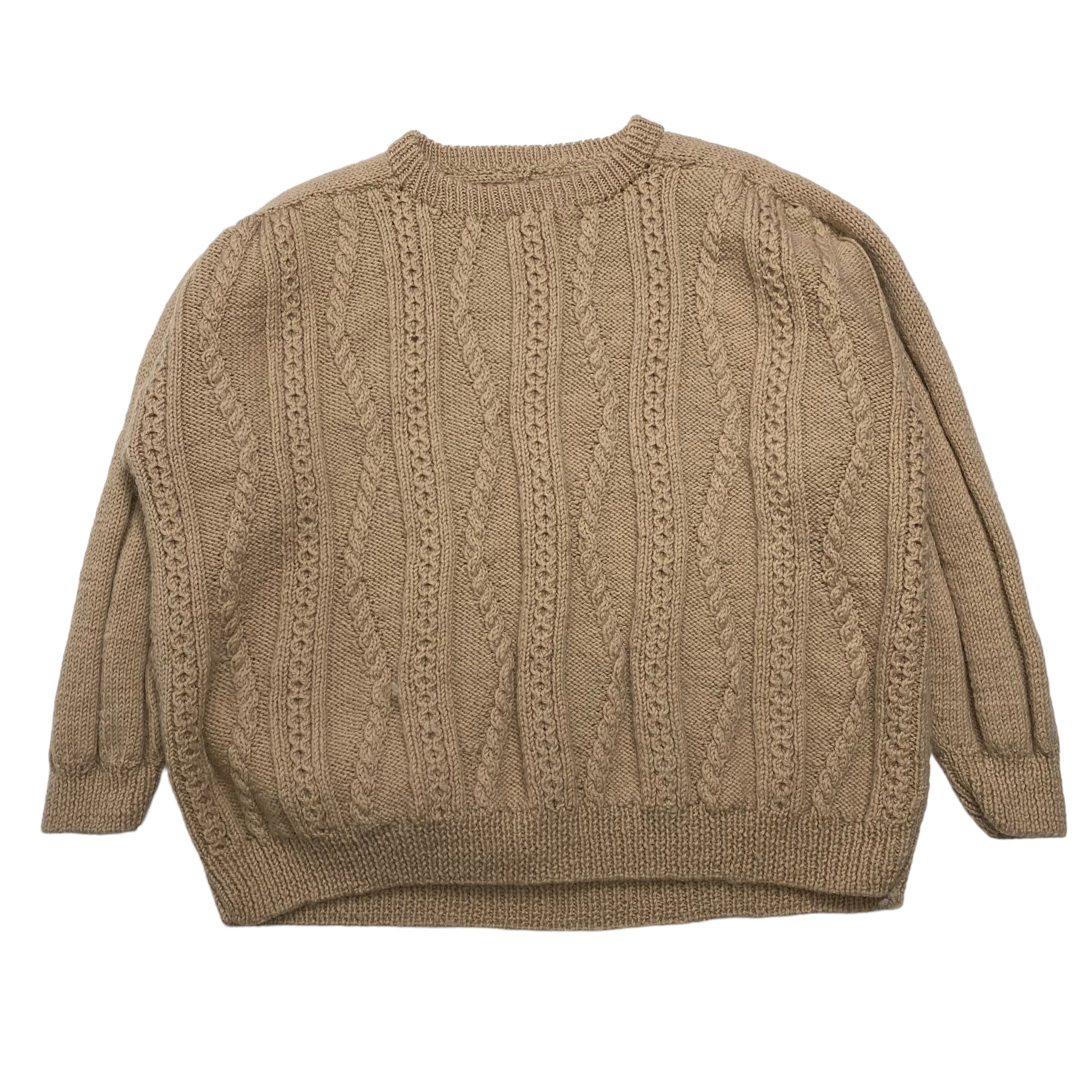 Beige Cable Knit Sweater Light Brown M