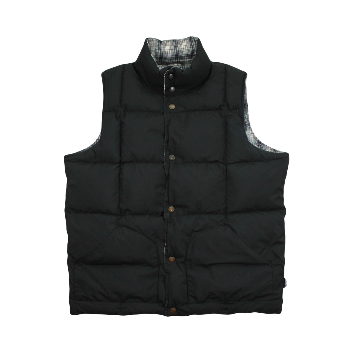 2000s Stussy Reversible Plaid Puffer Vest M