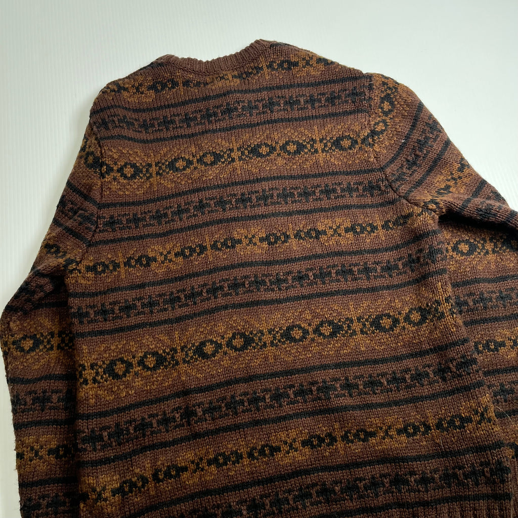 Vintage Pattern Knit Sweater L