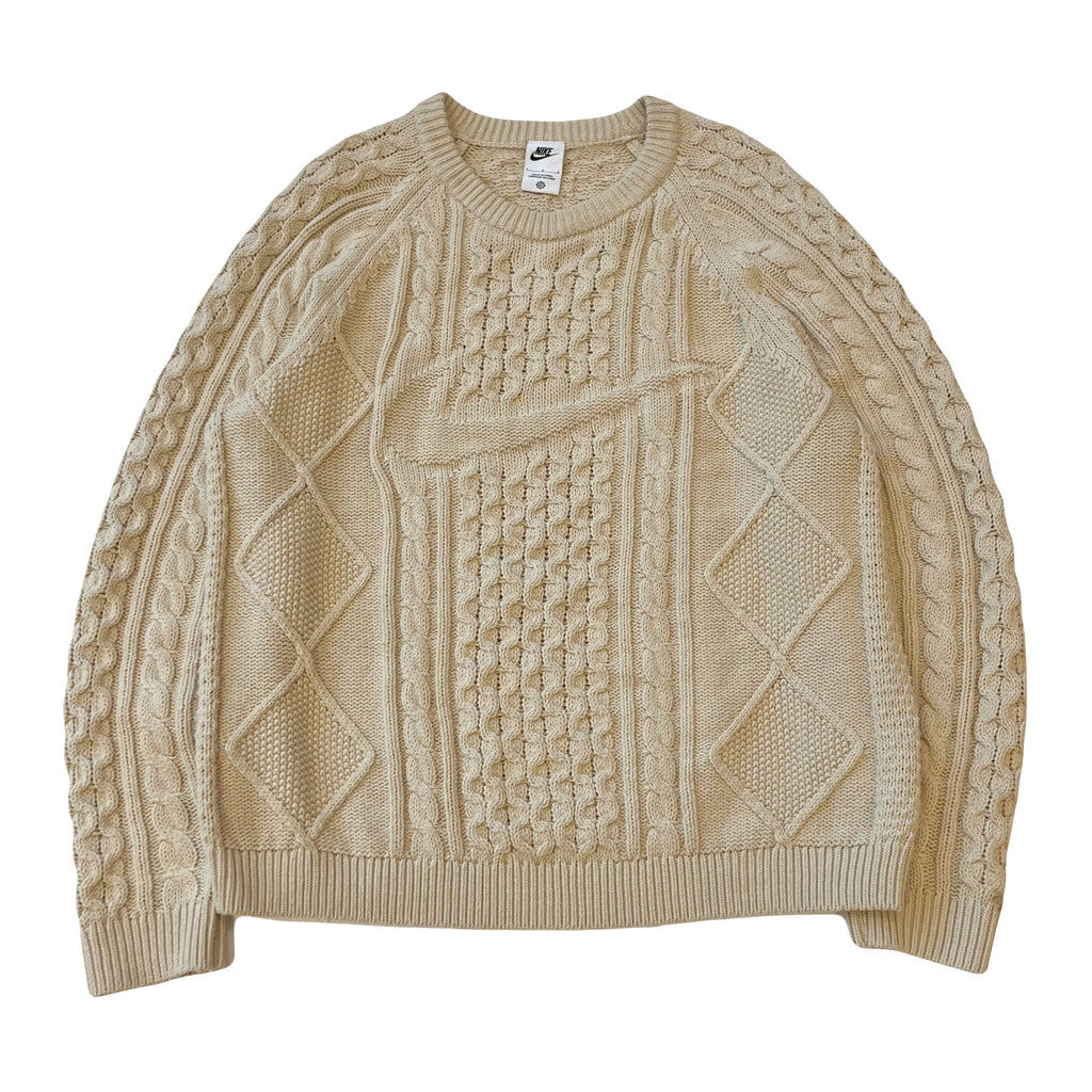 Nike Big Swoosh Cable Knit Sweater L