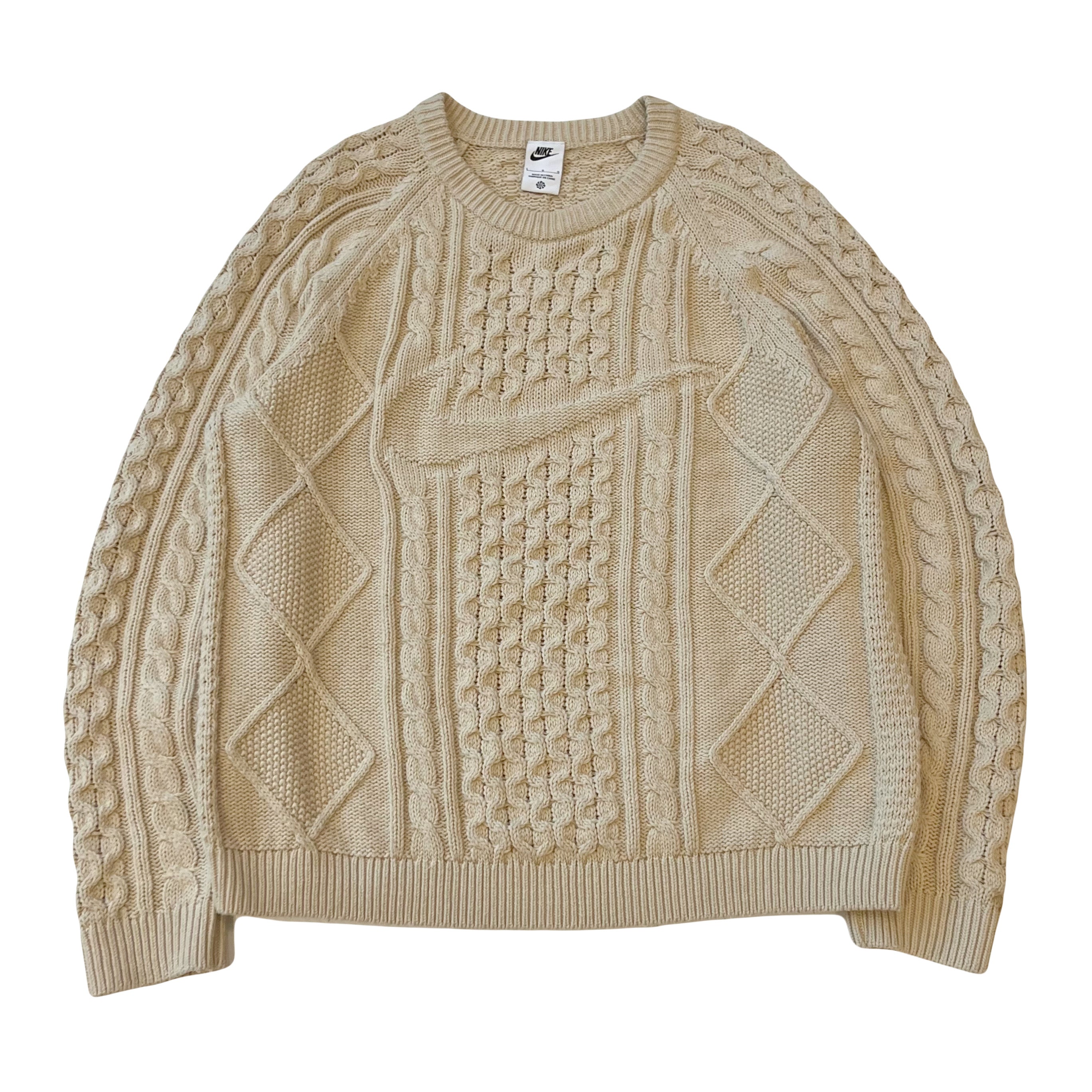 Nike Big Swoosh Cable Knit Sweater L