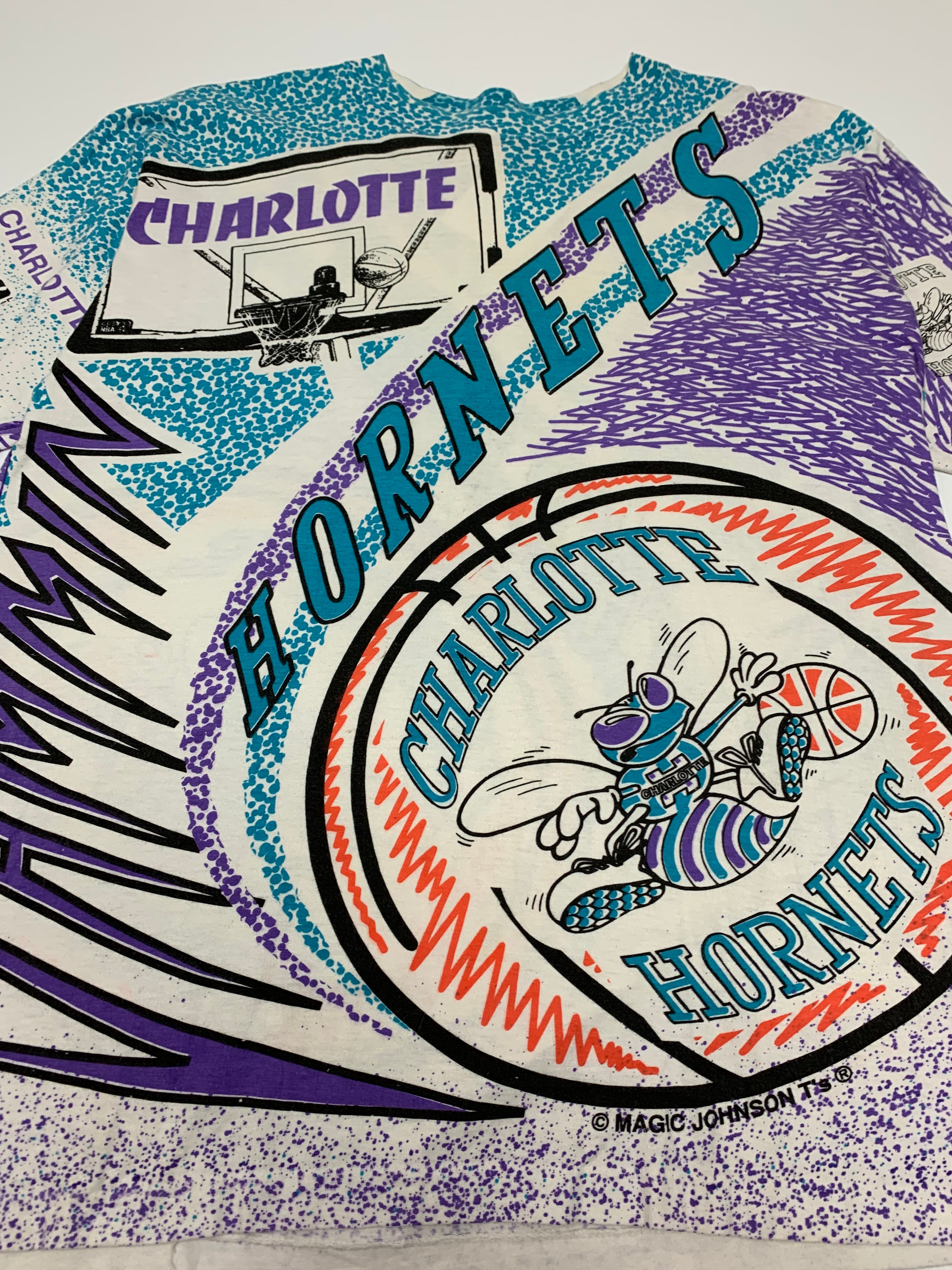 90's Charlotte Hornets AOP Tee L