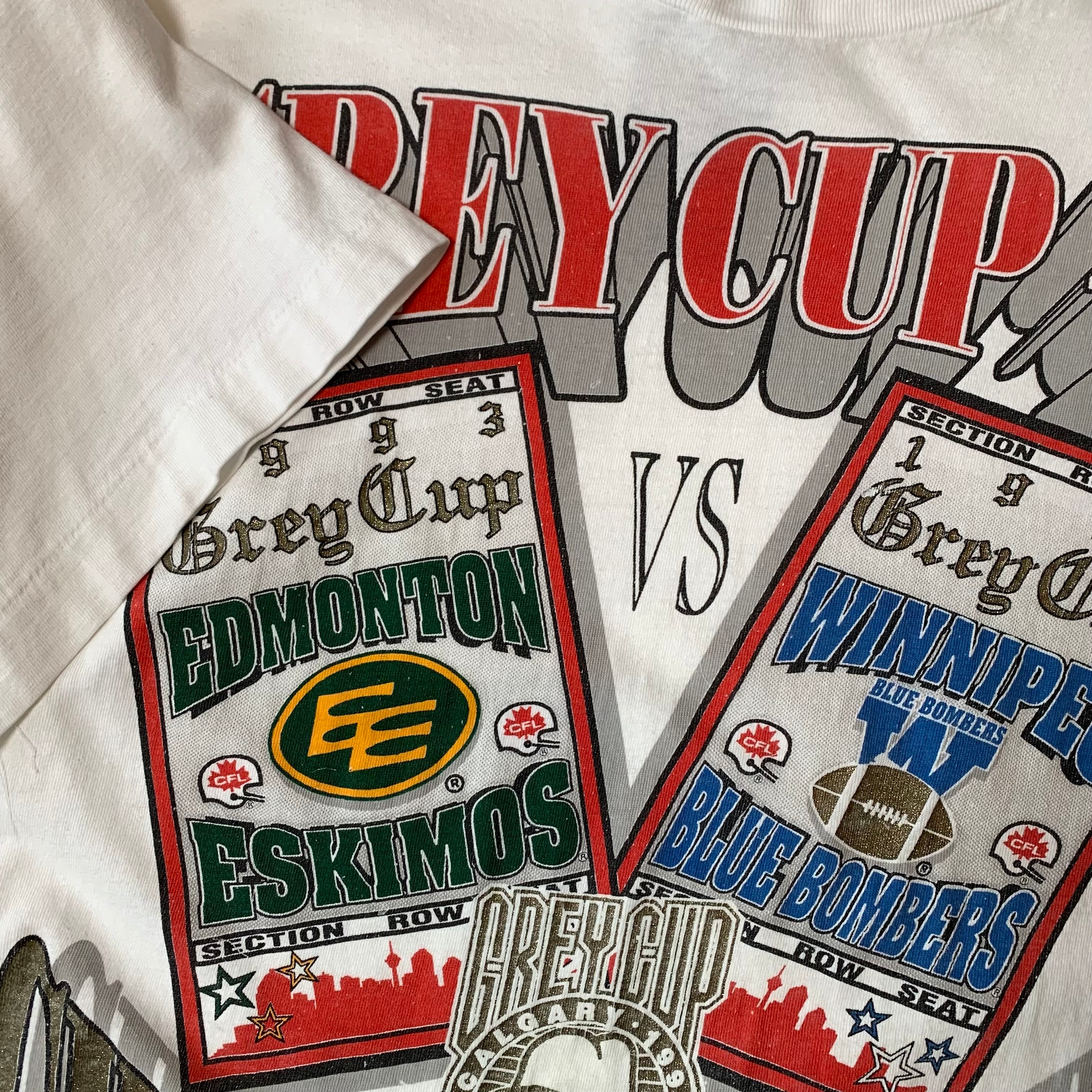 1993 CFL Grey Cup Winnipeg vs. Edmonton Football Tee XL