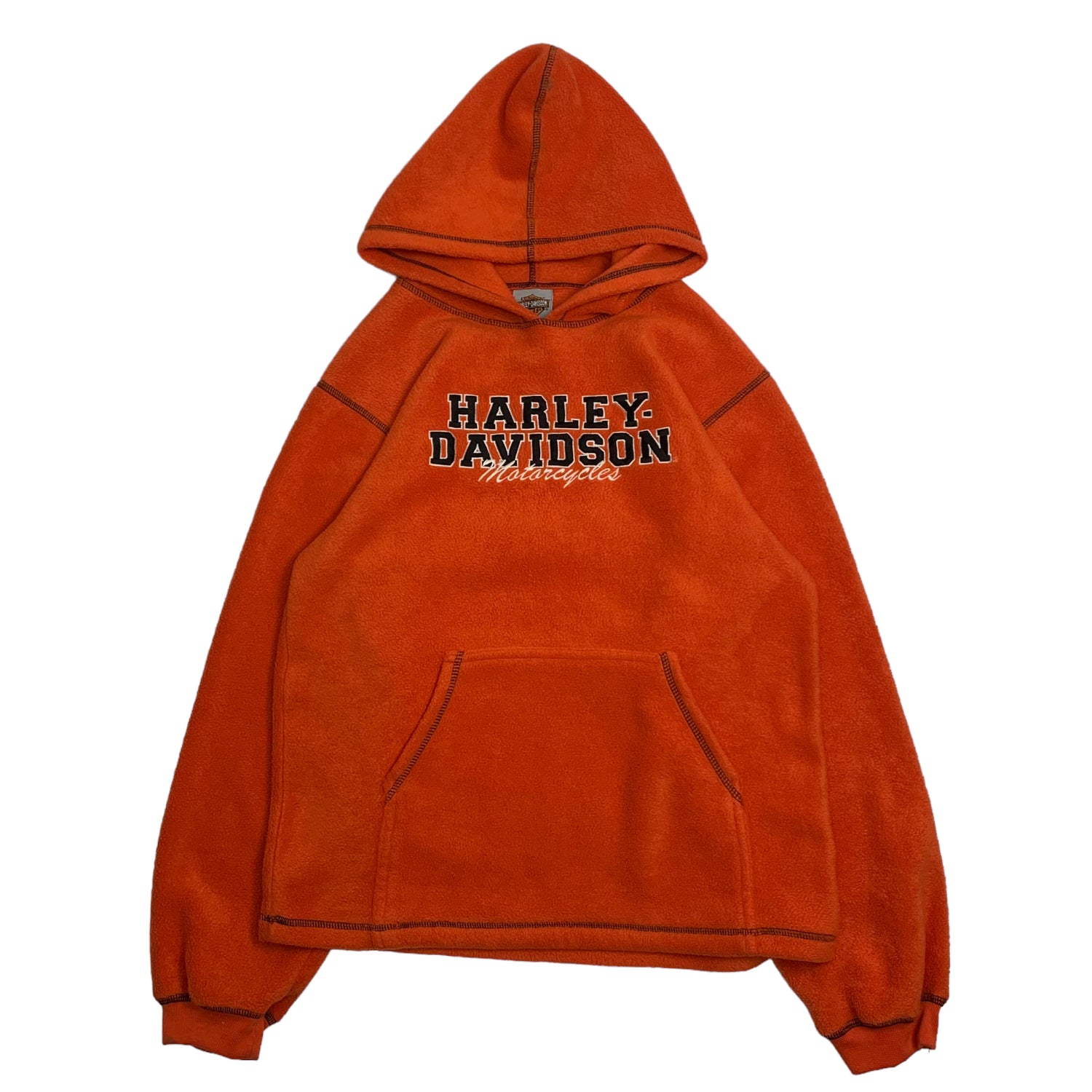 Harley Davidson Orange Fleece Hoodie L