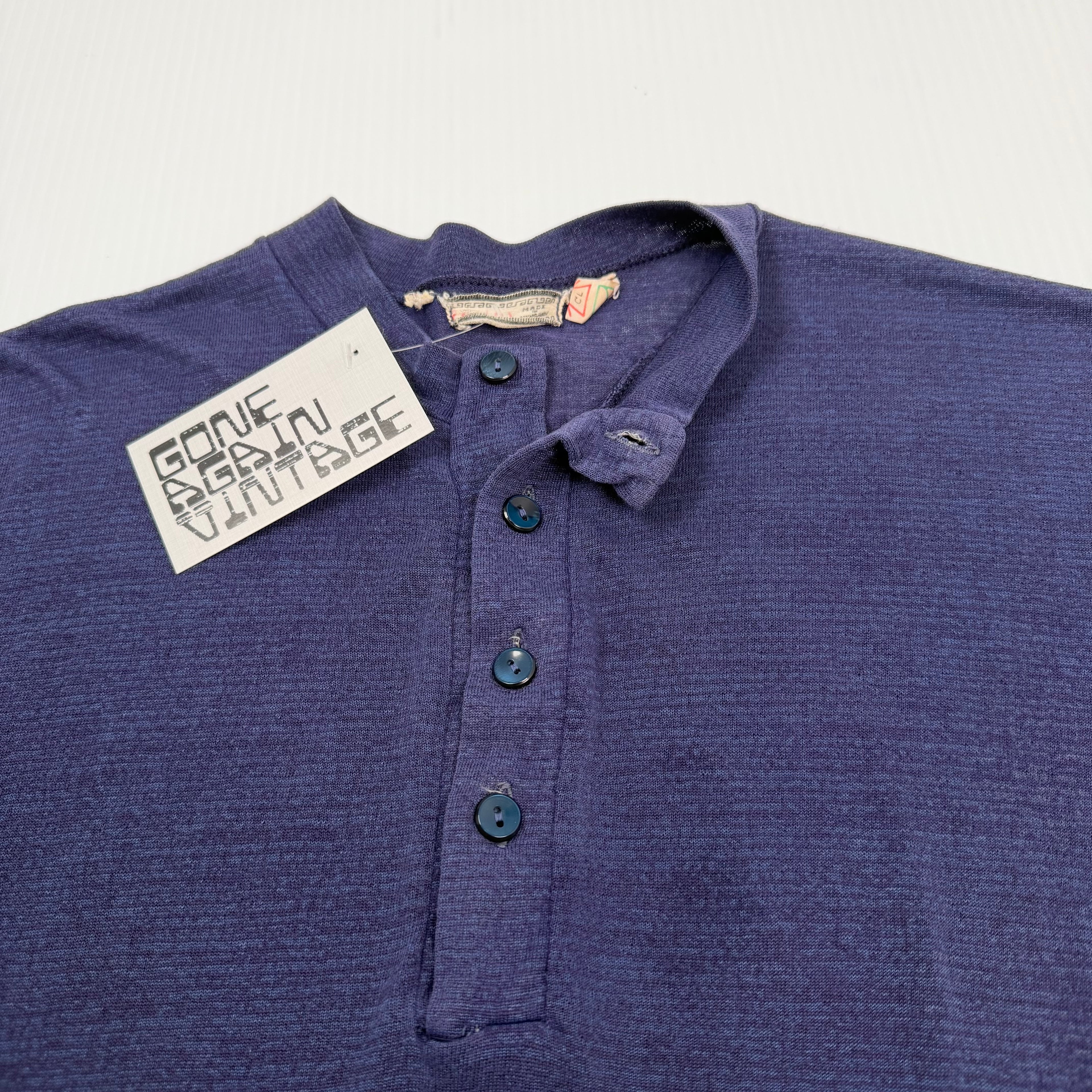 Vintage Blank Thin Henley Shirt S