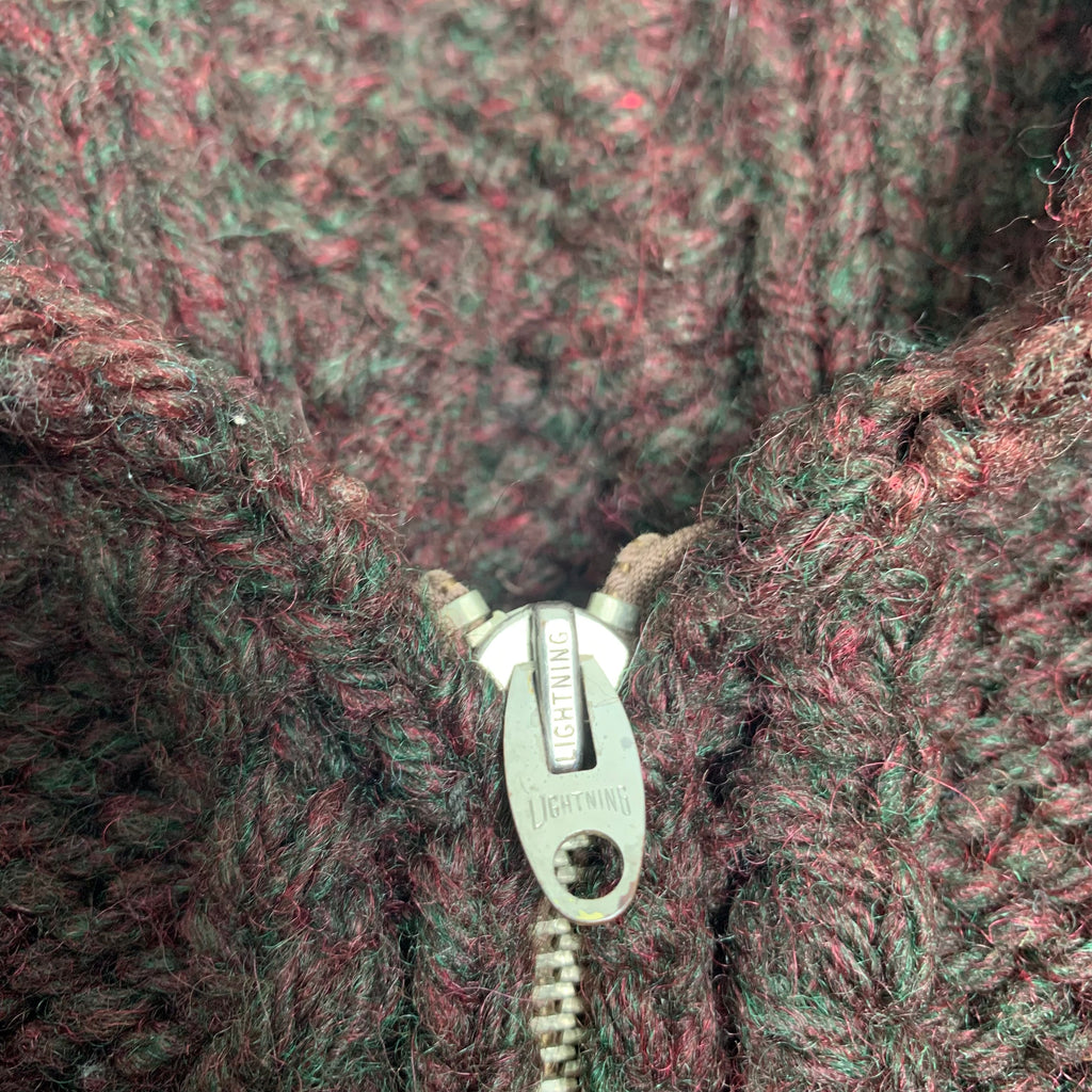 Vintage Brown Zipup Knit Sweater L
