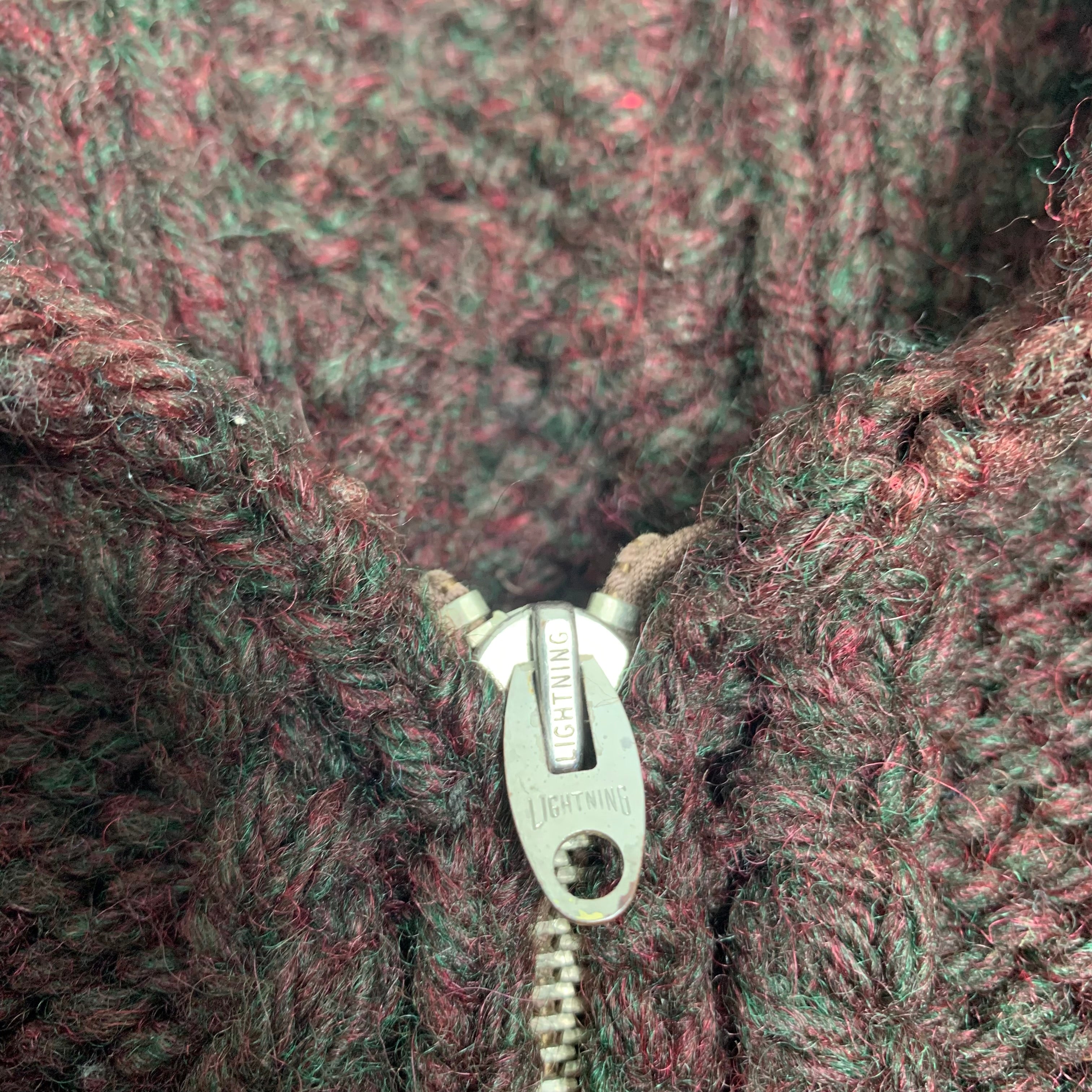 Vintage Brown Zipup Knit Sweater L