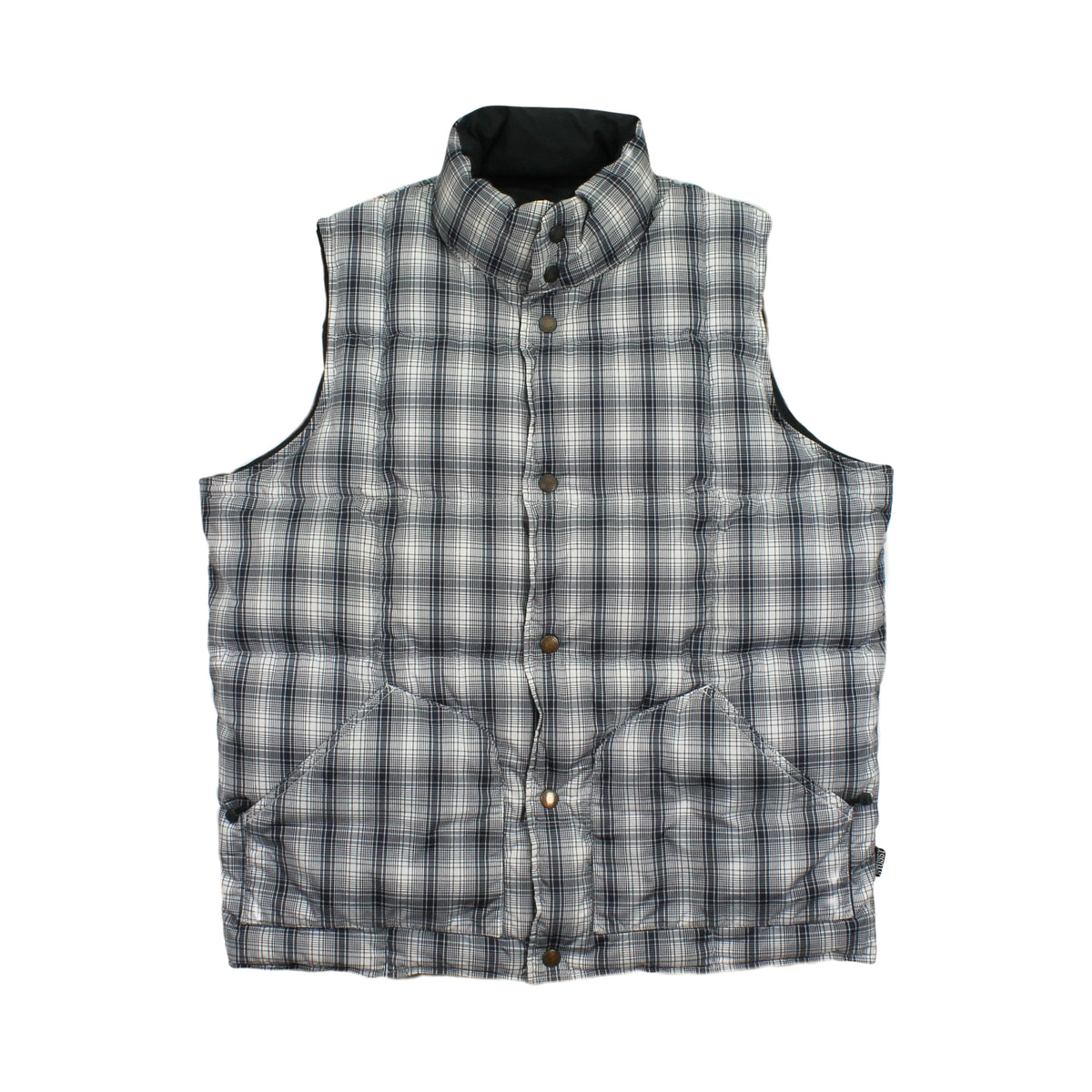 2000s Stussy Reversible Plaid Puffer Vest M