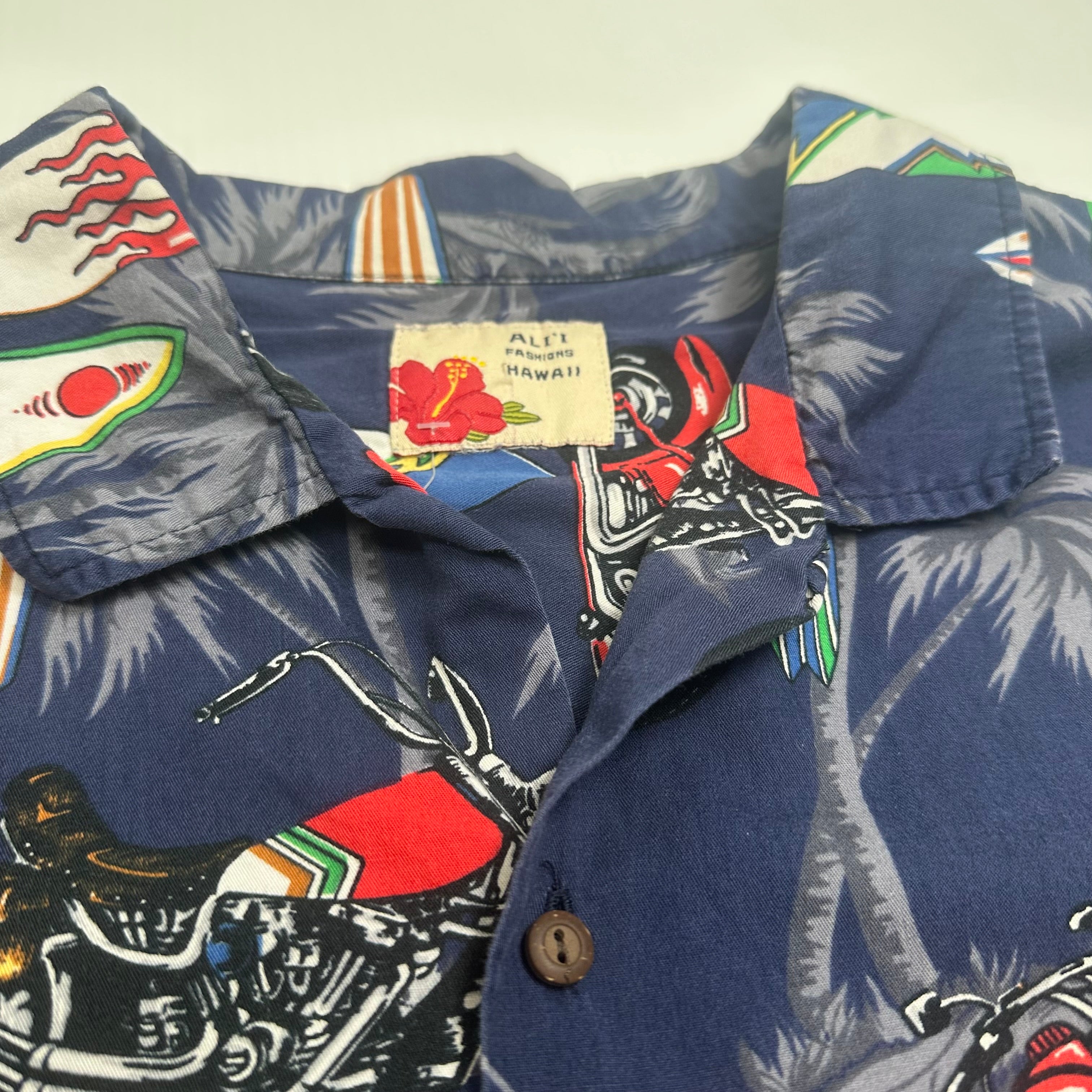 Vintage Surf Motorcycle AOP Short Sleeve Button Up Shirt XXL