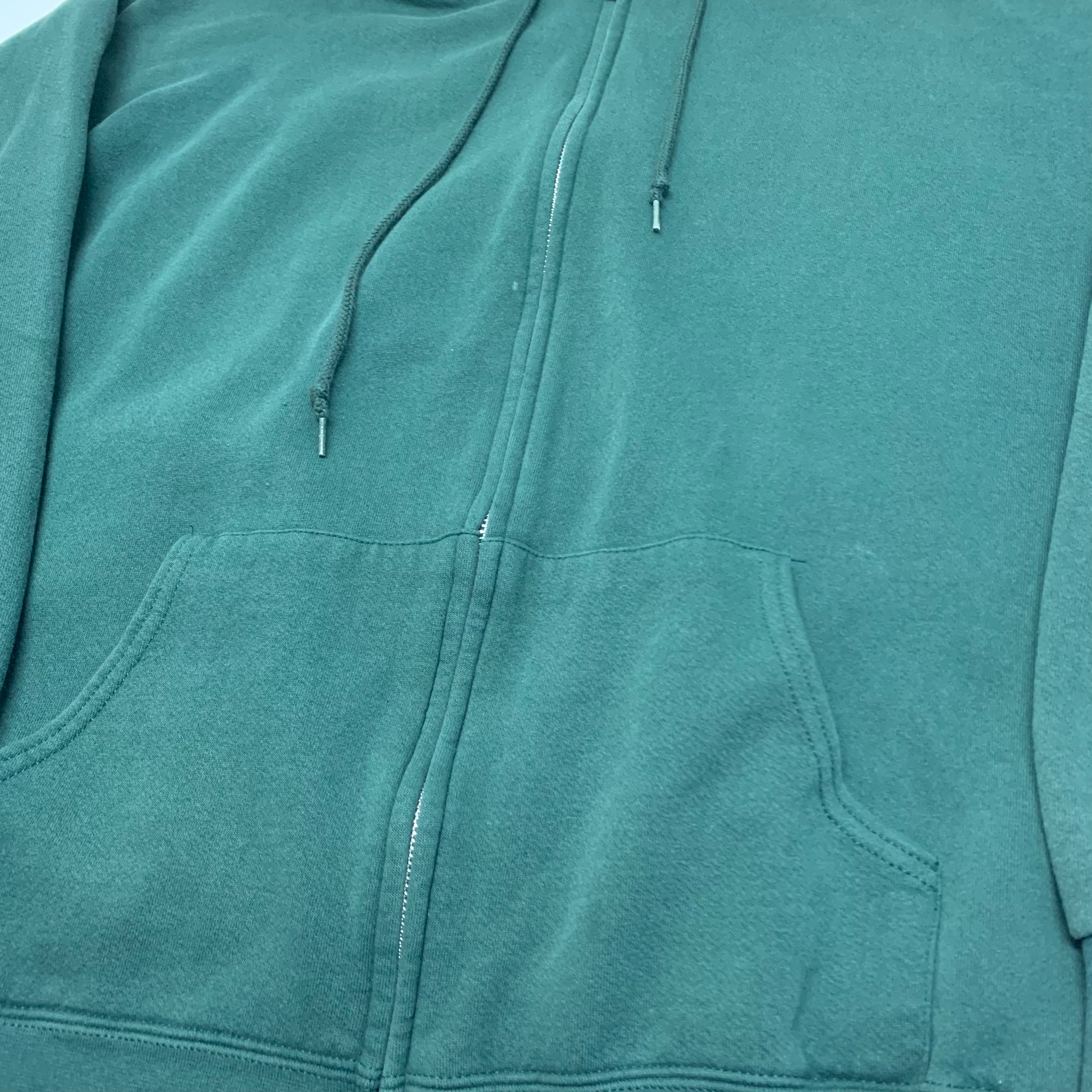90s Blank Green Zip Up Hoodie XL