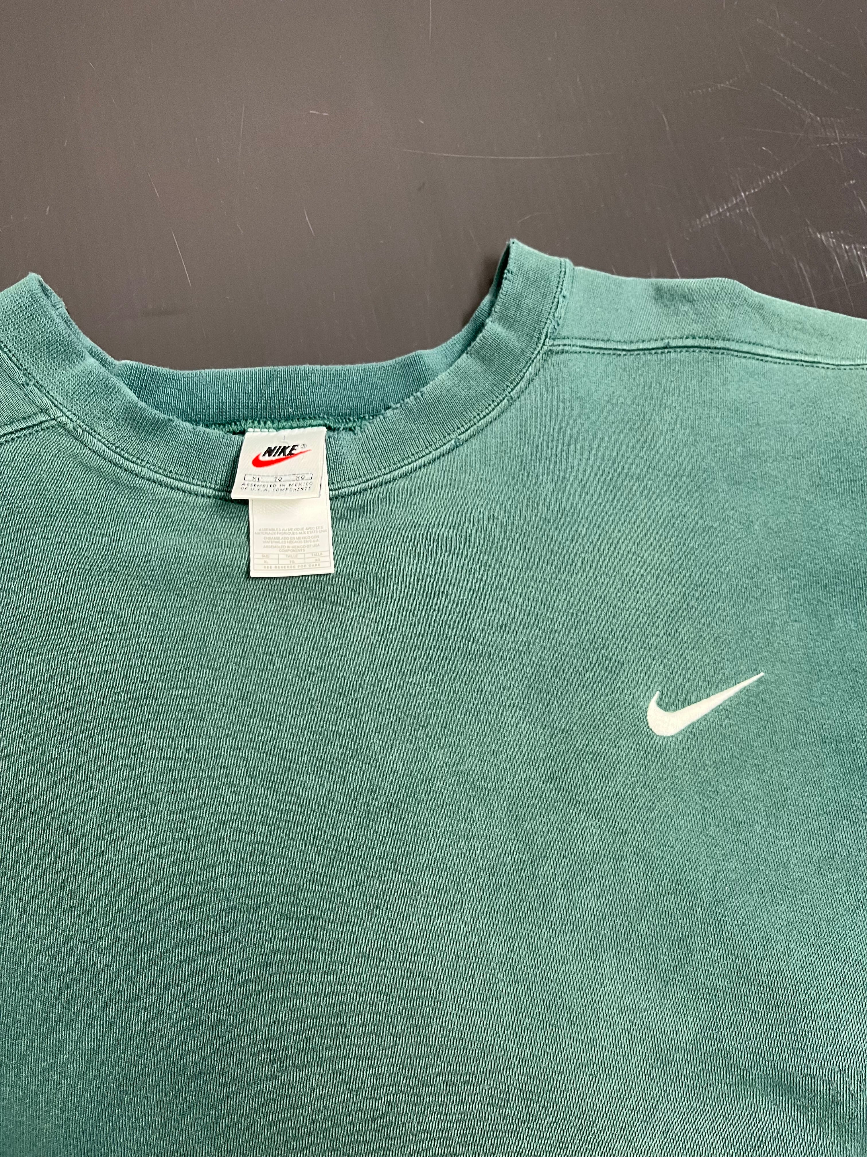90s Nike Forest Green Swoosh Crewneck XL