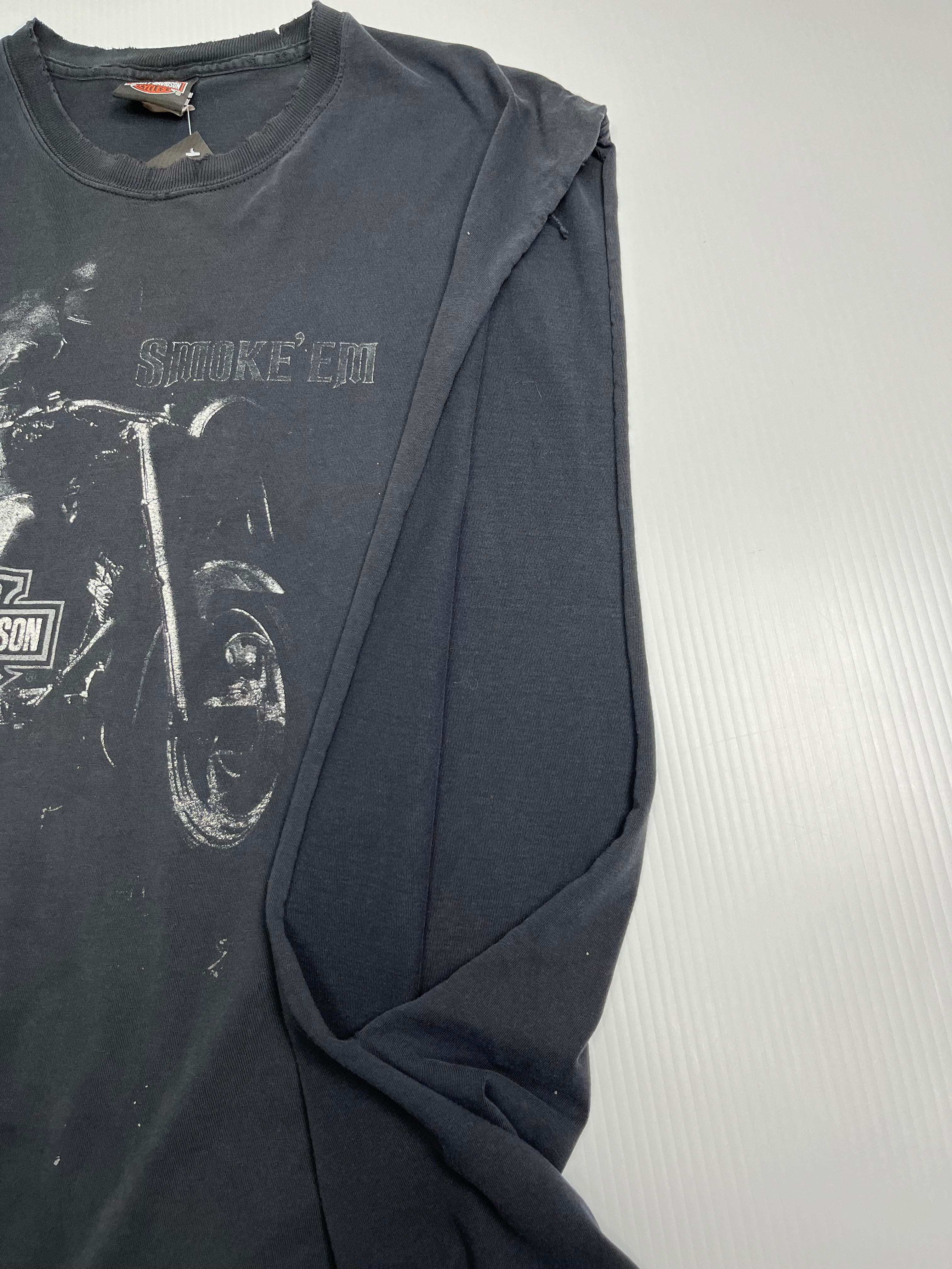 Vintage Harley Davidson Smoke Em Cut Off Tee L