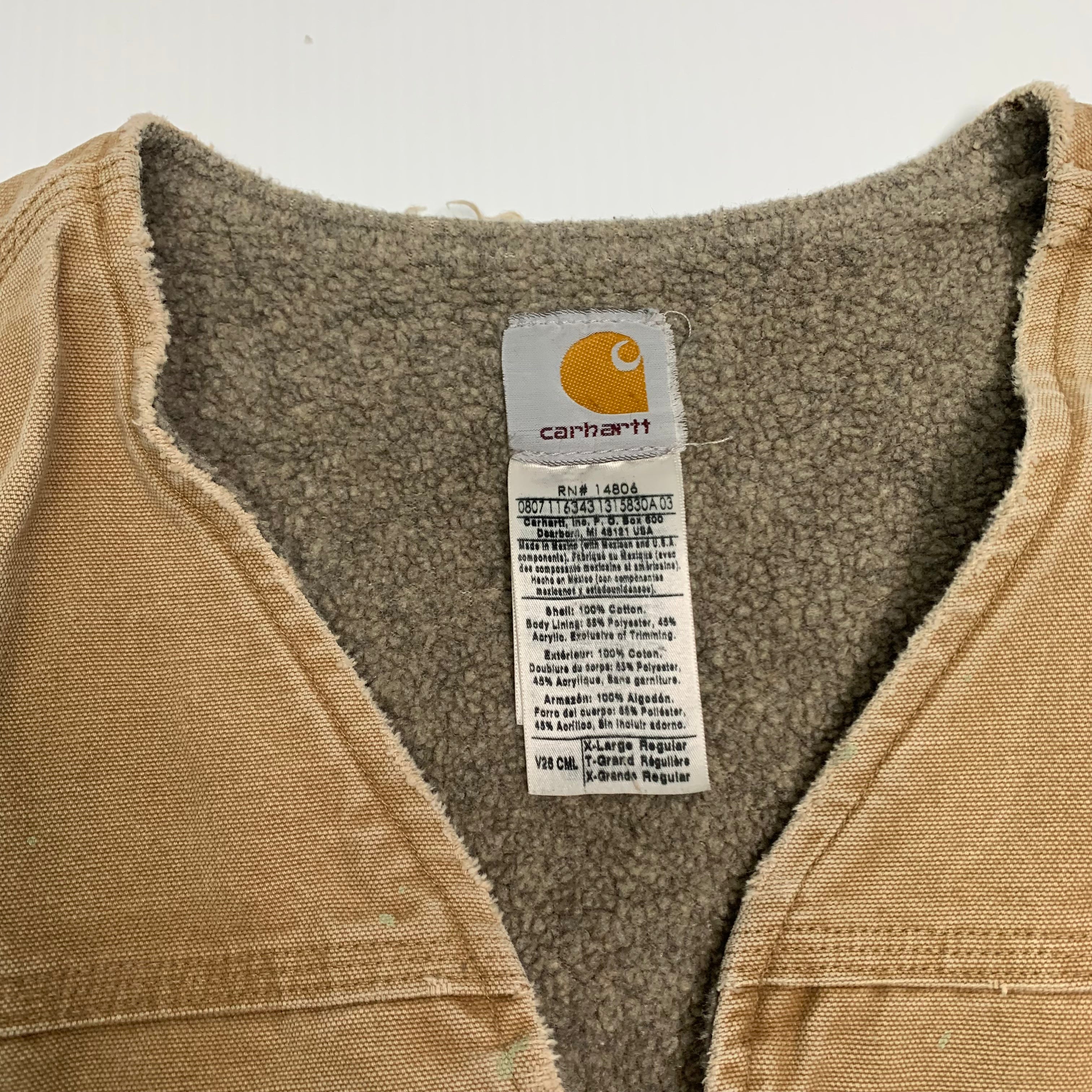 Carhartt Beige Sherpa Lined Vest XL