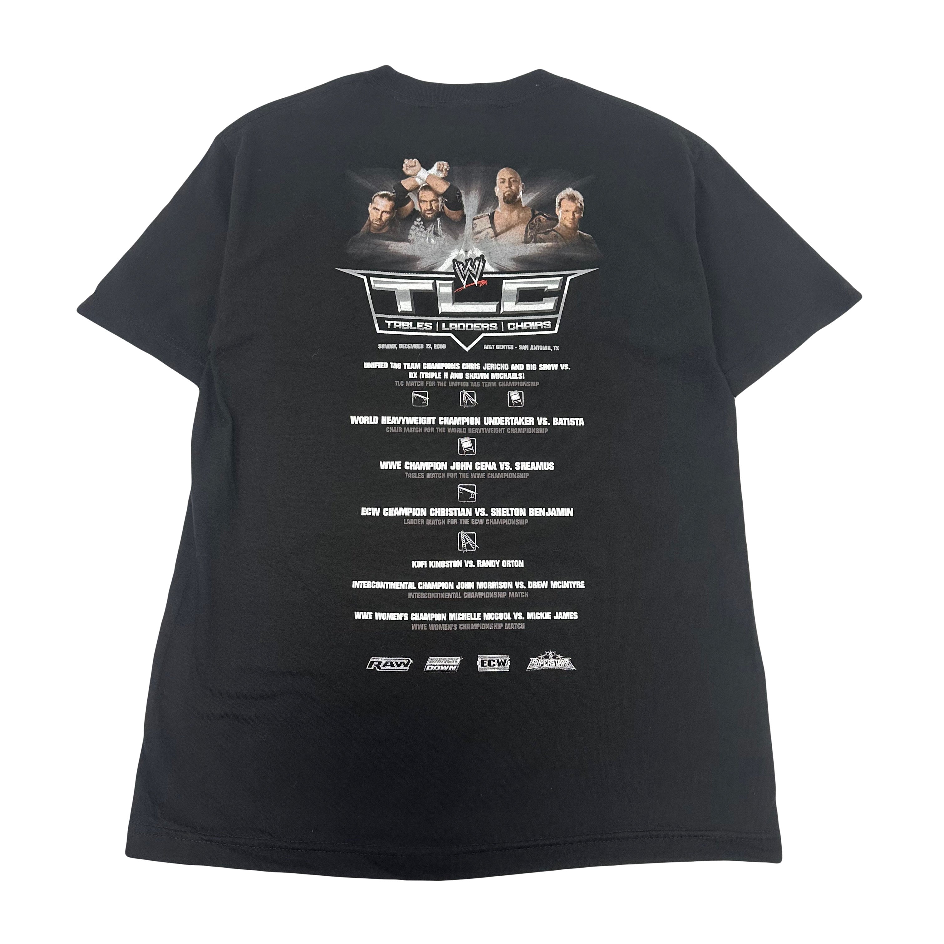 2009 WWE Tables Ladders Chairs Wrestling Tee M