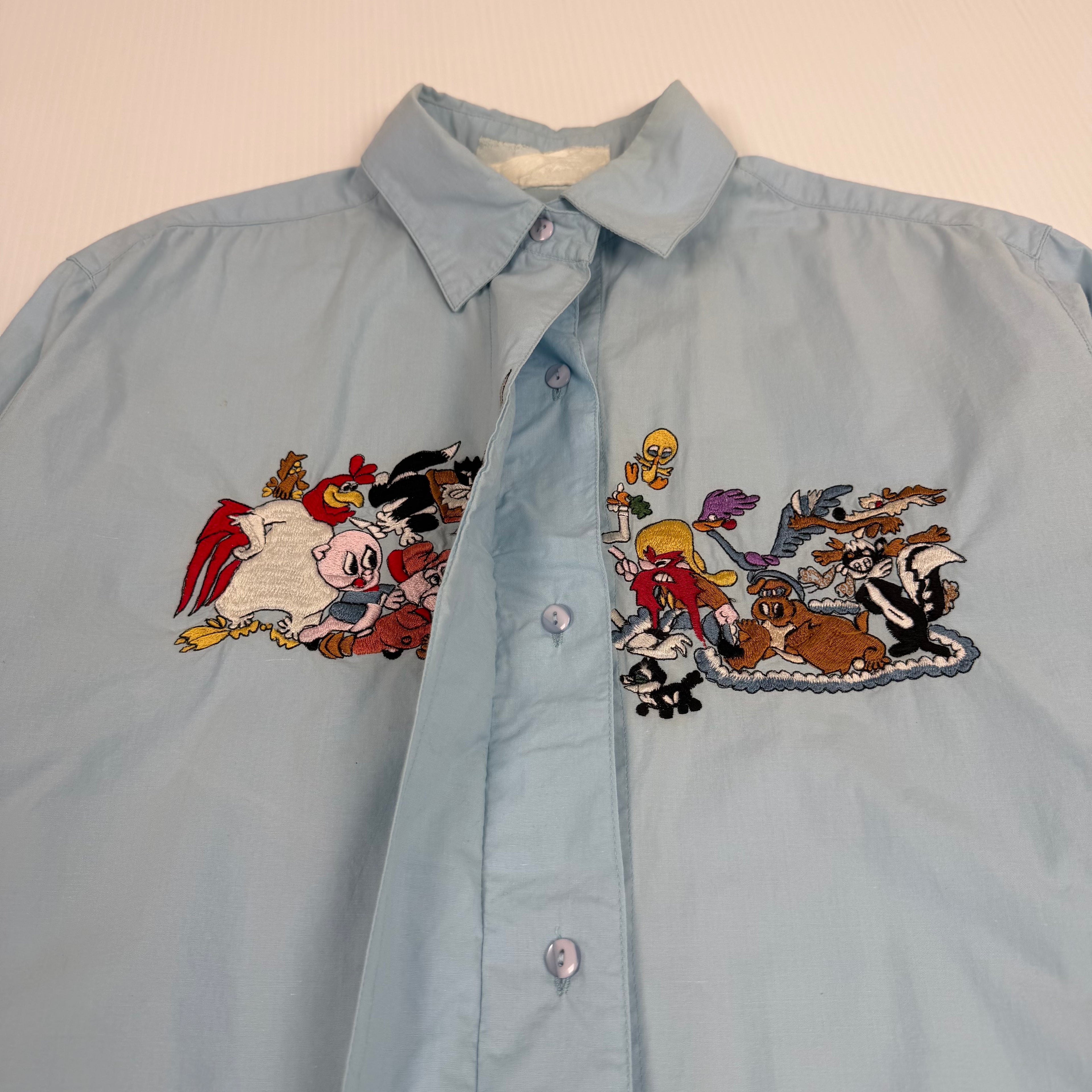 Vintage Looney Tunes Characters Button Up Shirt M
