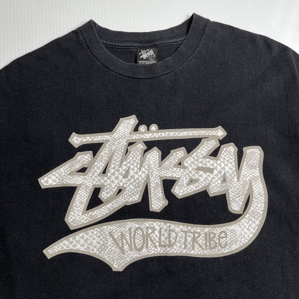 Stussy World Tribe Alligator Skin Graphic Tee L