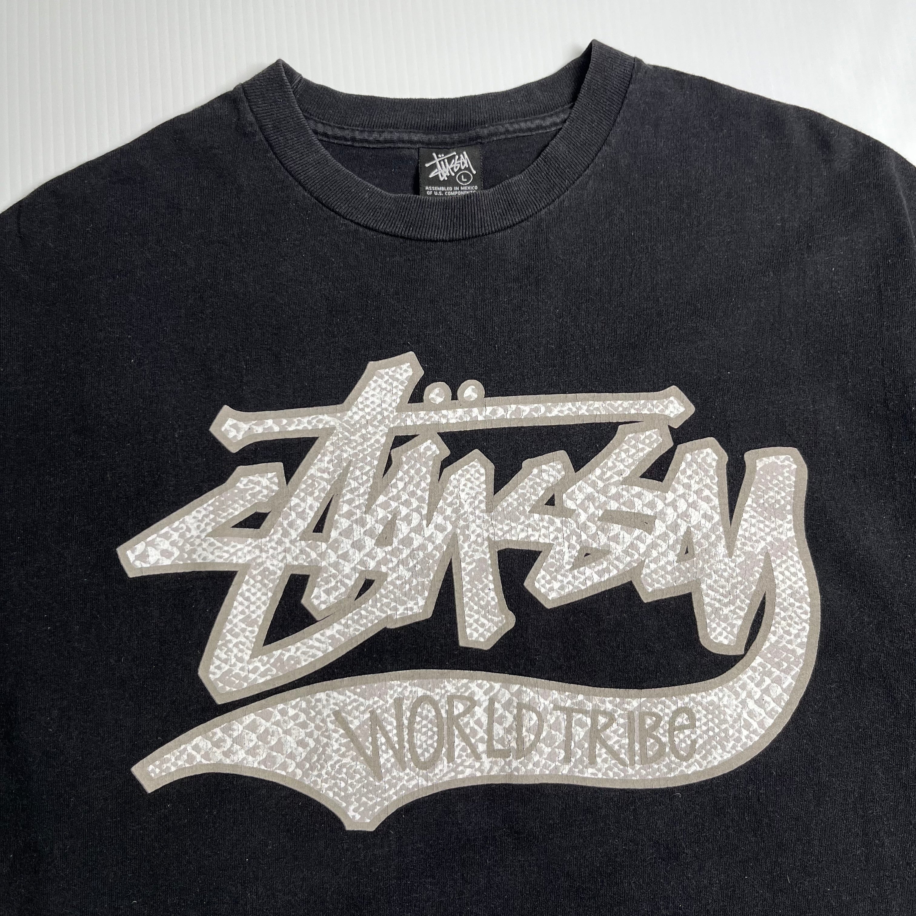 Stussy World Tribe Alligator Skin Graphic Tee L