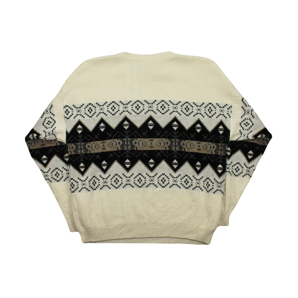 Vintage Fine Line Pattern Knit Sweater L