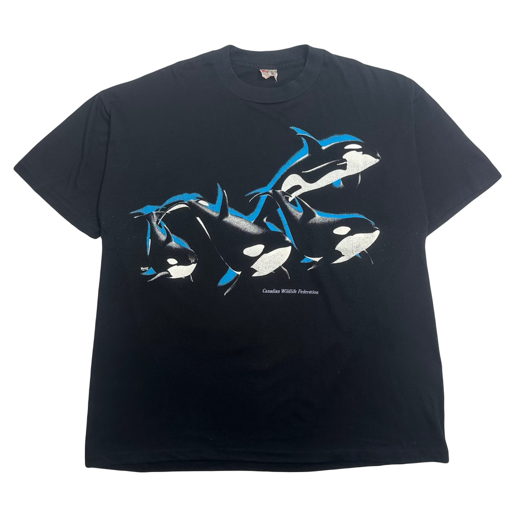 Vintage Canadian Wildlife Federation Orca Whale Tee L