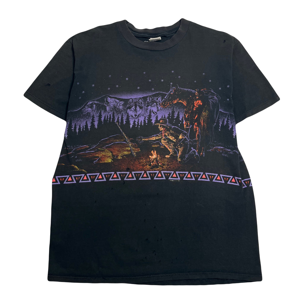 Vintage Campfire Cowboy Graphic Tee L
