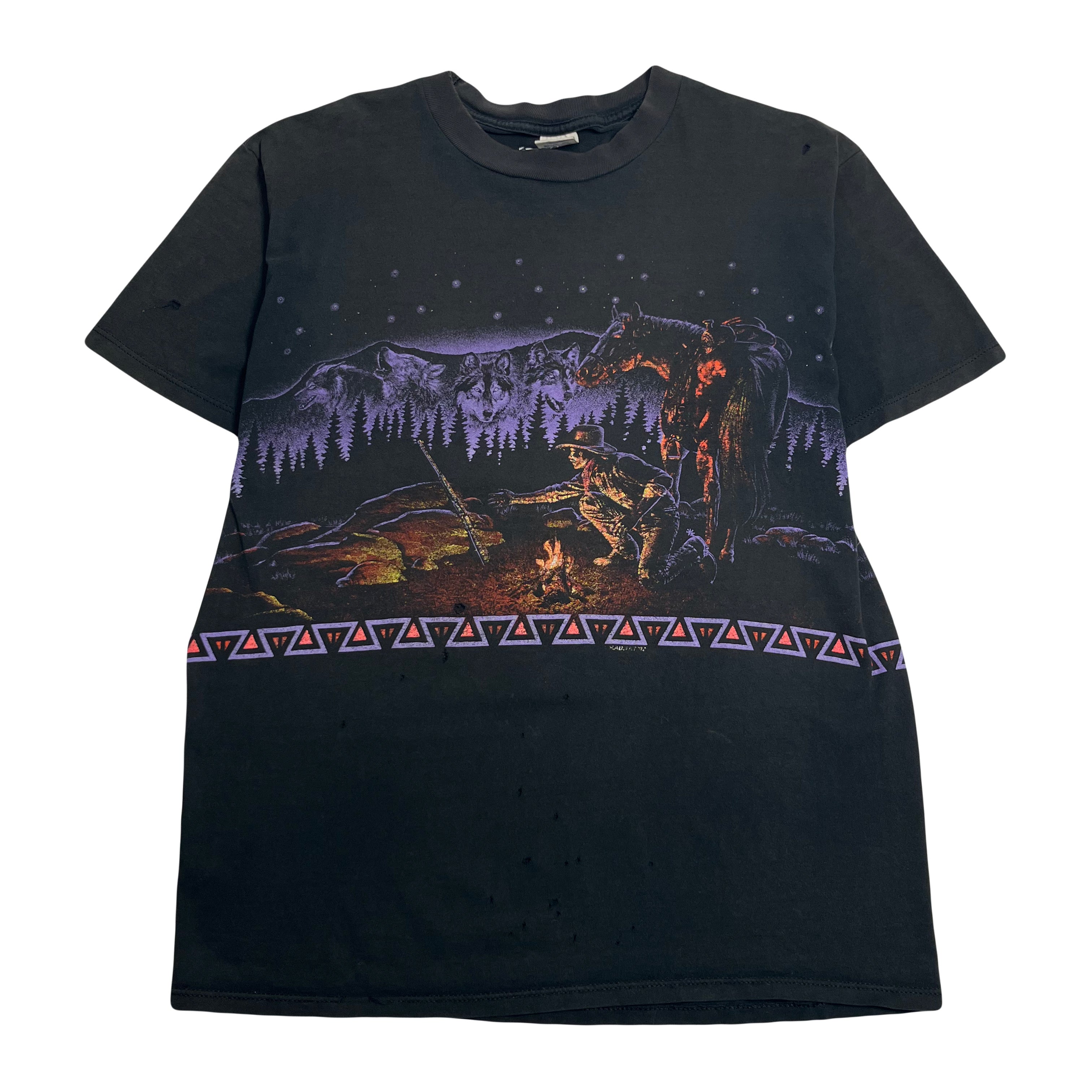 Vintage Campfire Cowboy Graphic Tee L