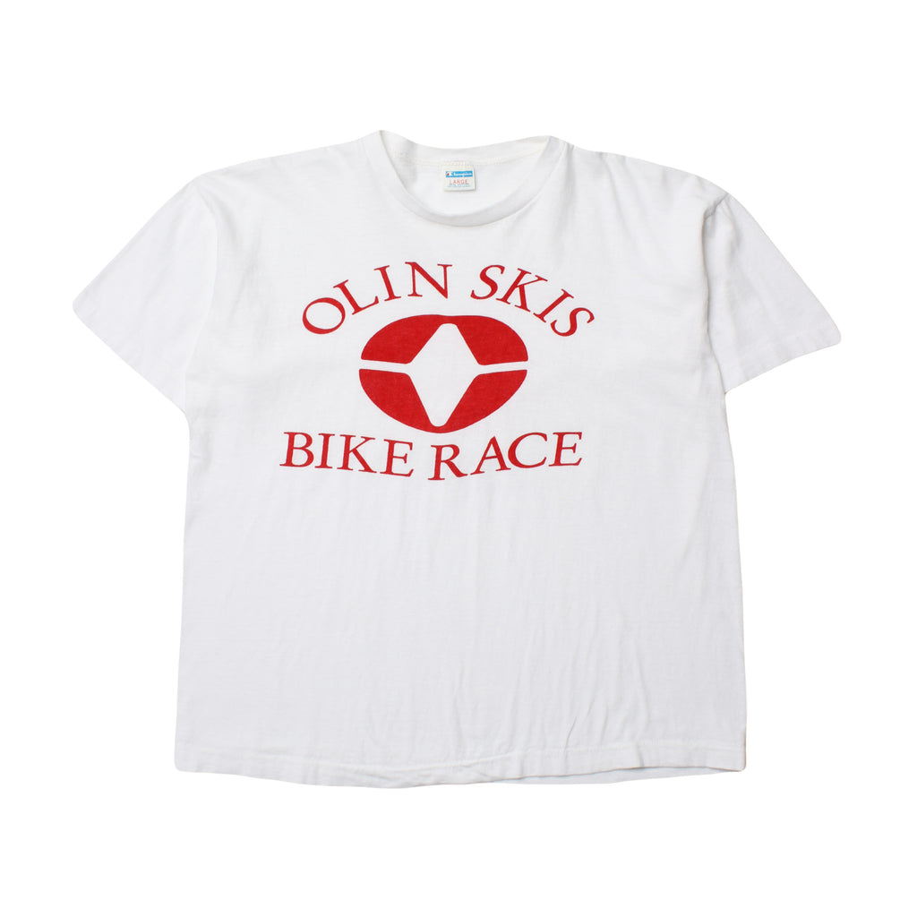 70s Champion Olin Skis Bike Race Tee L