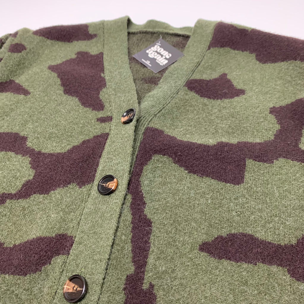 Vintage Green Patterned Cardigan L