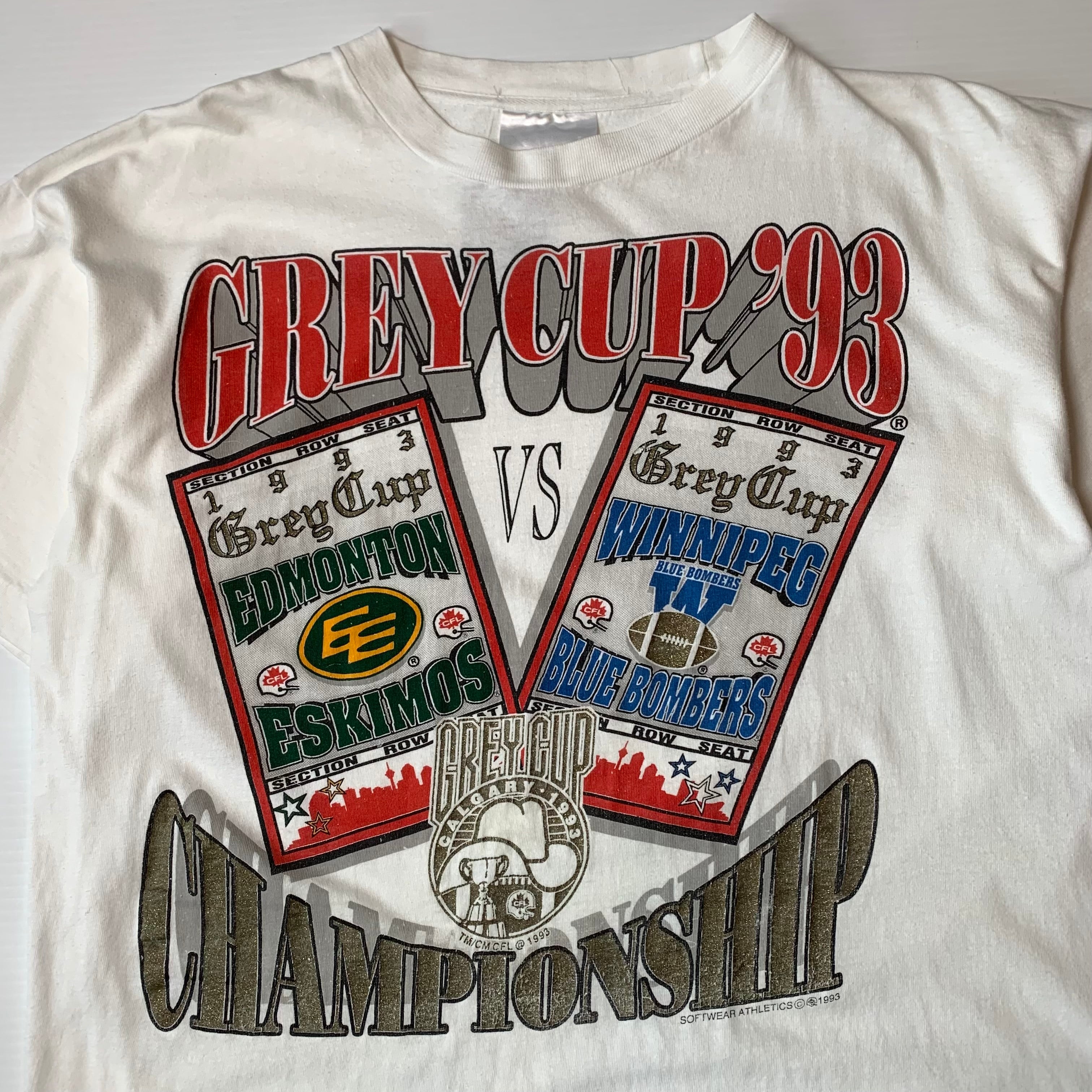 1993 CFL Grey Cup Winnipeg vs. Edmonton Football Tee XL