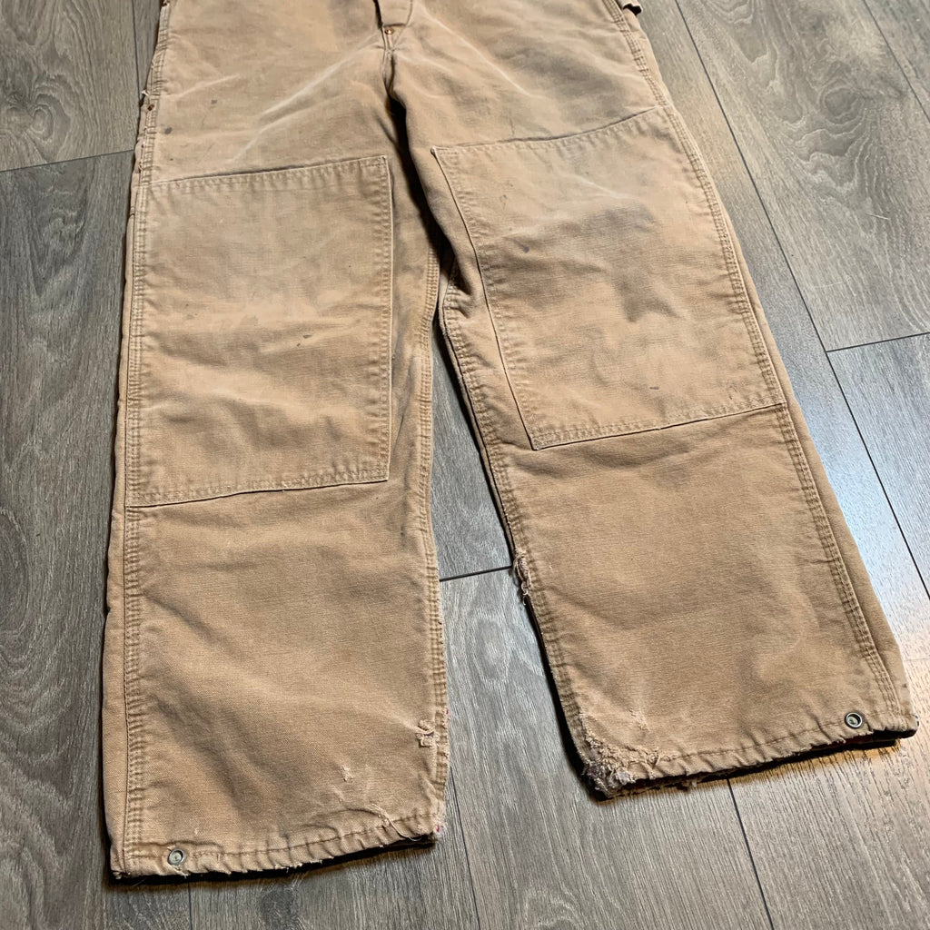Vintage Faded Brown Carhartt Quilted Overalls 31x29