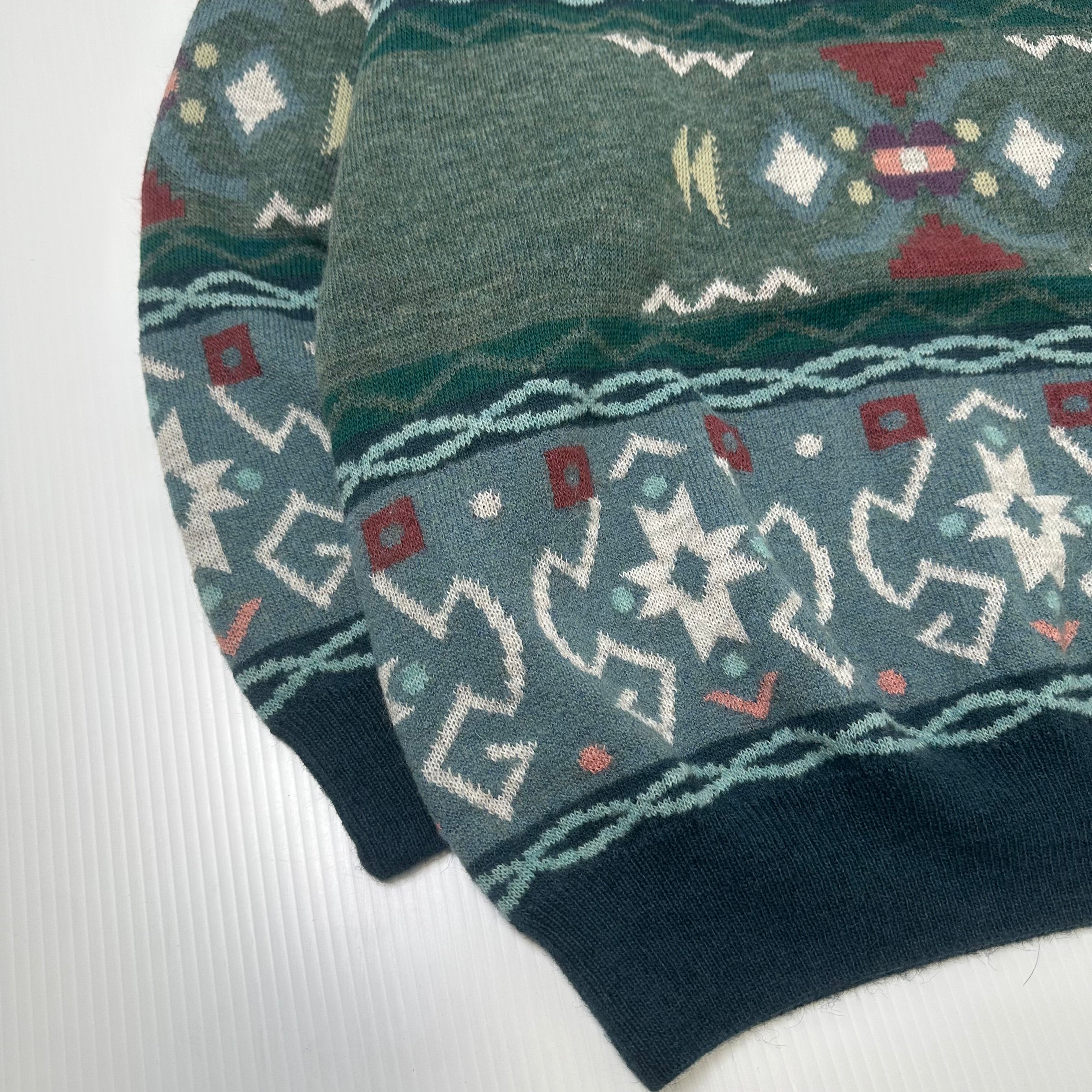 Vintage South Coast Pattern Knit Turtleneck Sweater XL