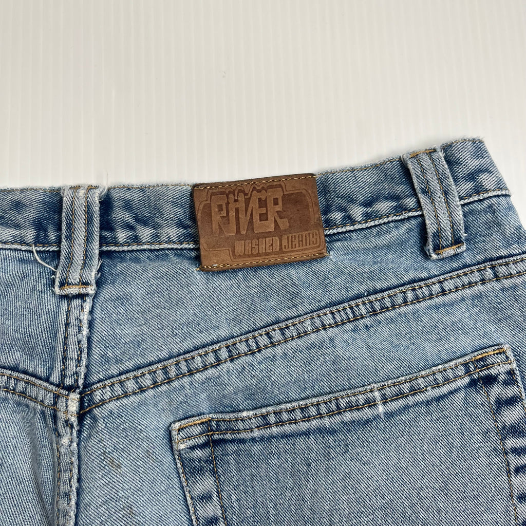 Vintage River Washed Jeans Light Wash Denim Shorts 36