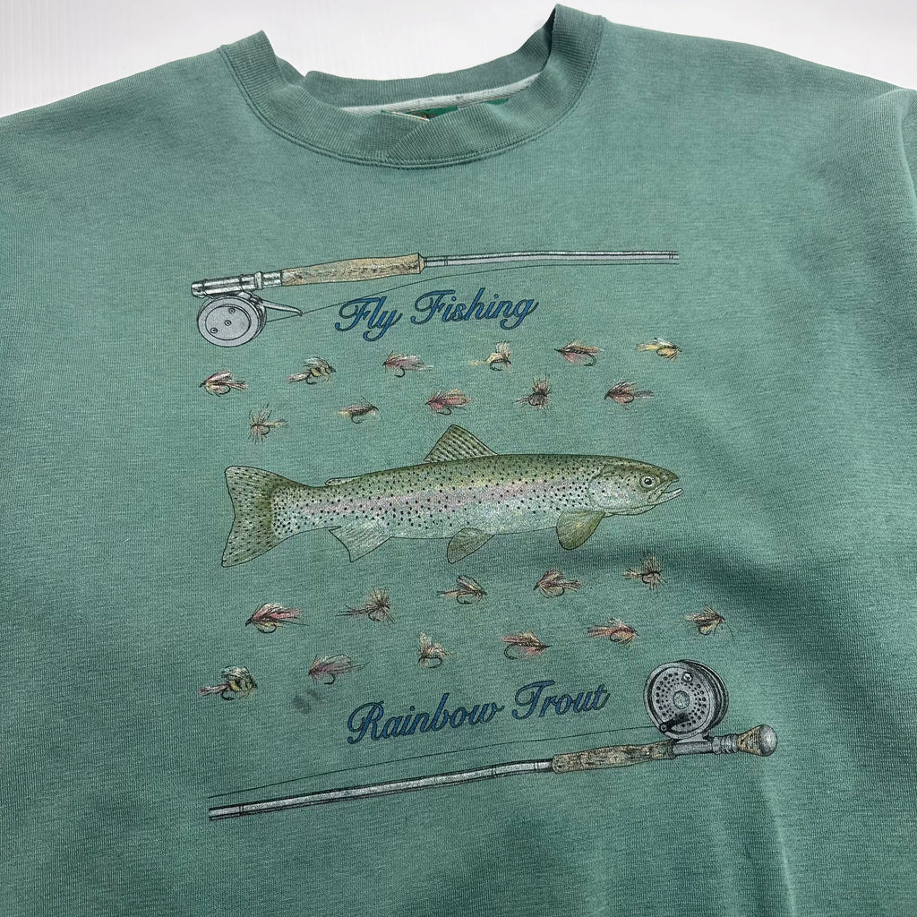 Vintage Fly Fishing Graphic Crewneck XL