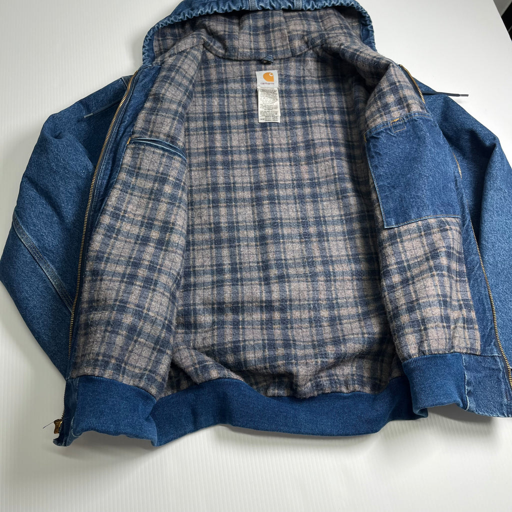 Vintage Carhartt J139 DST Blanket Lined Denim Hooded Jacket M