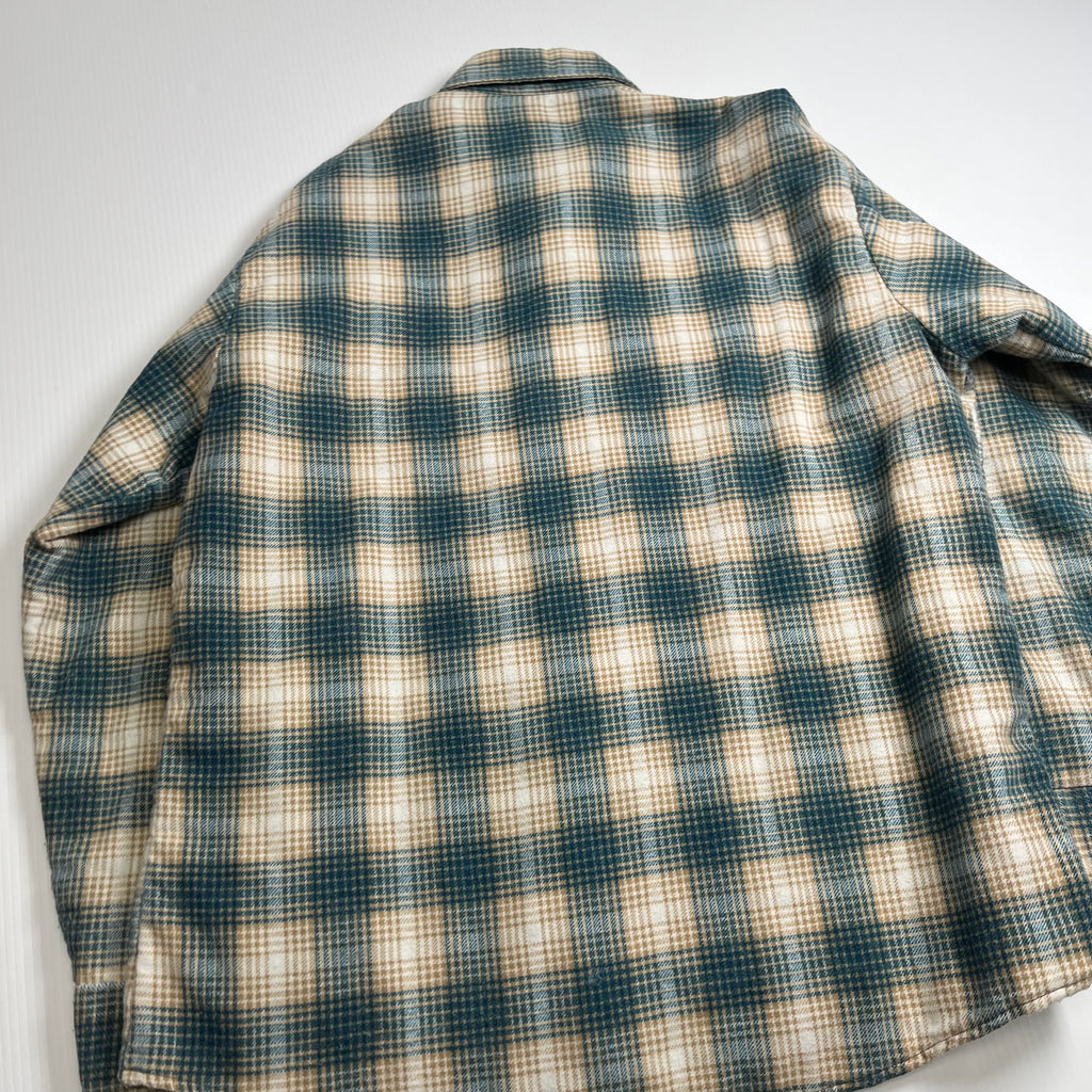 Vintage Sears Plaid Pattern Quilted Button Up Shirt L