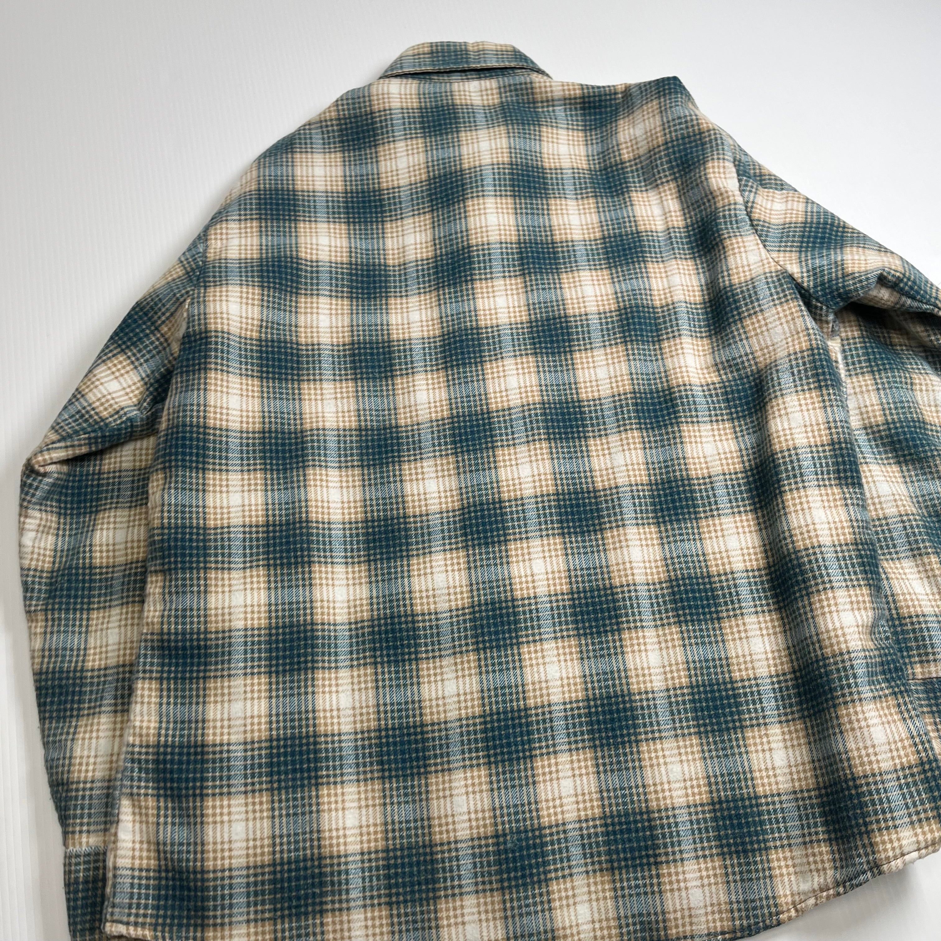 Vintage Sears Plaid Pattern Quilted Button Up Shirt L