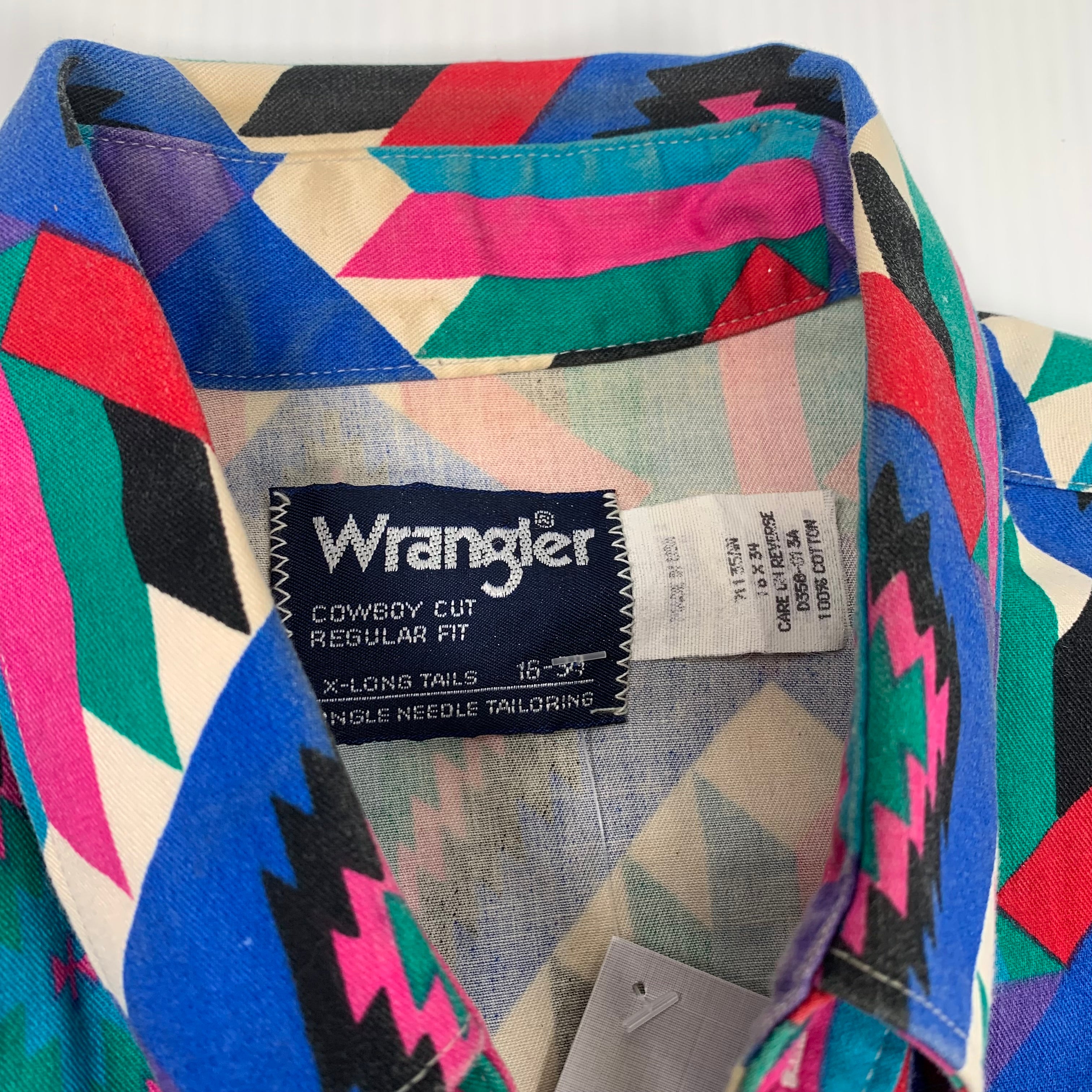 Vintage Wrangler Brushpopper Pattern Button Up Shirt L