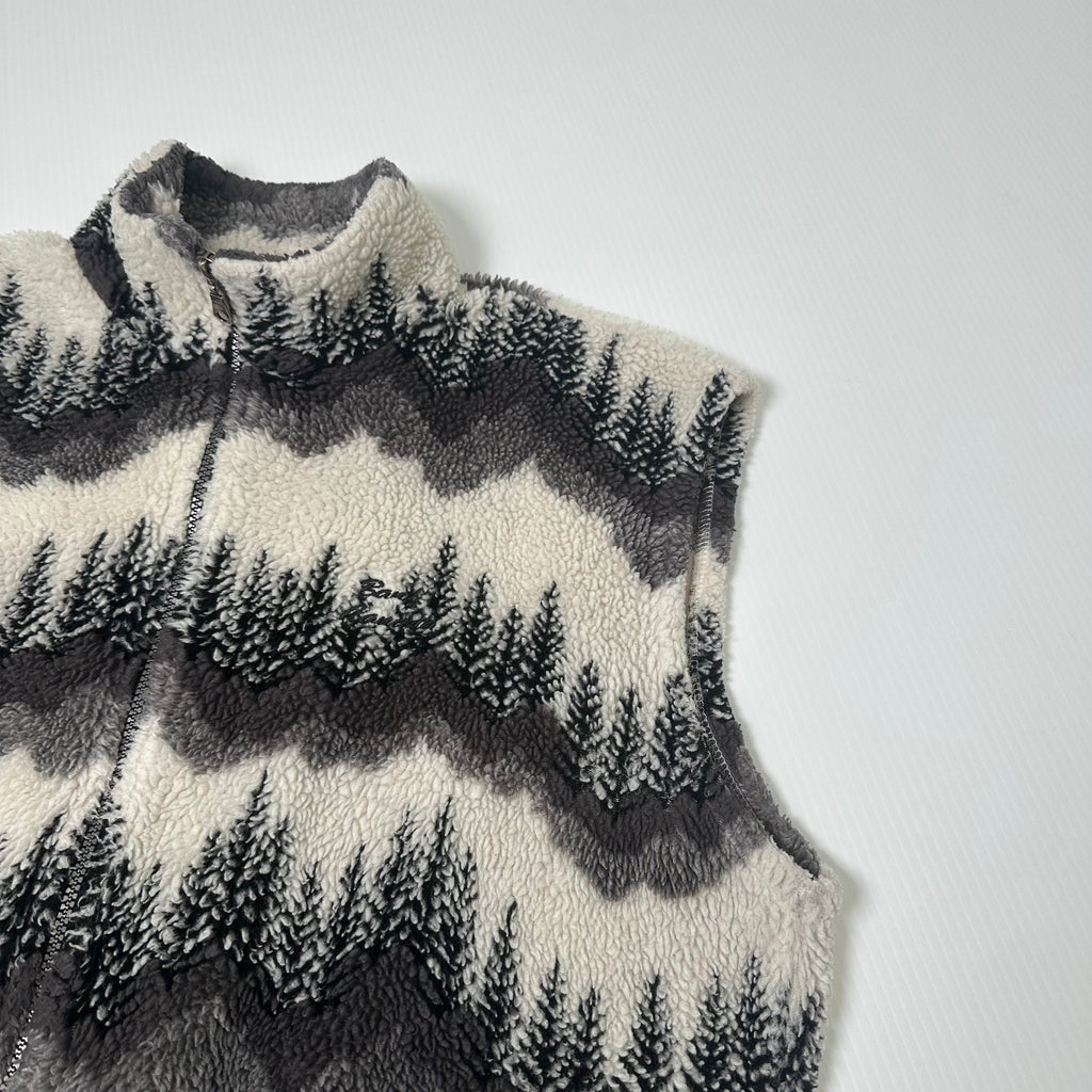 Vintage TeePee Banff Canada Winter Tree Fleece Vest XL